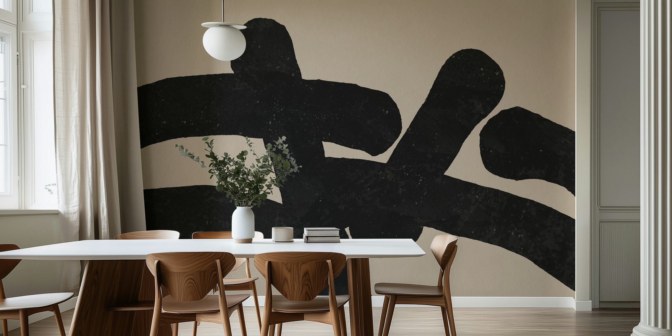 Modern Art Brush Strokes wallpaper in room