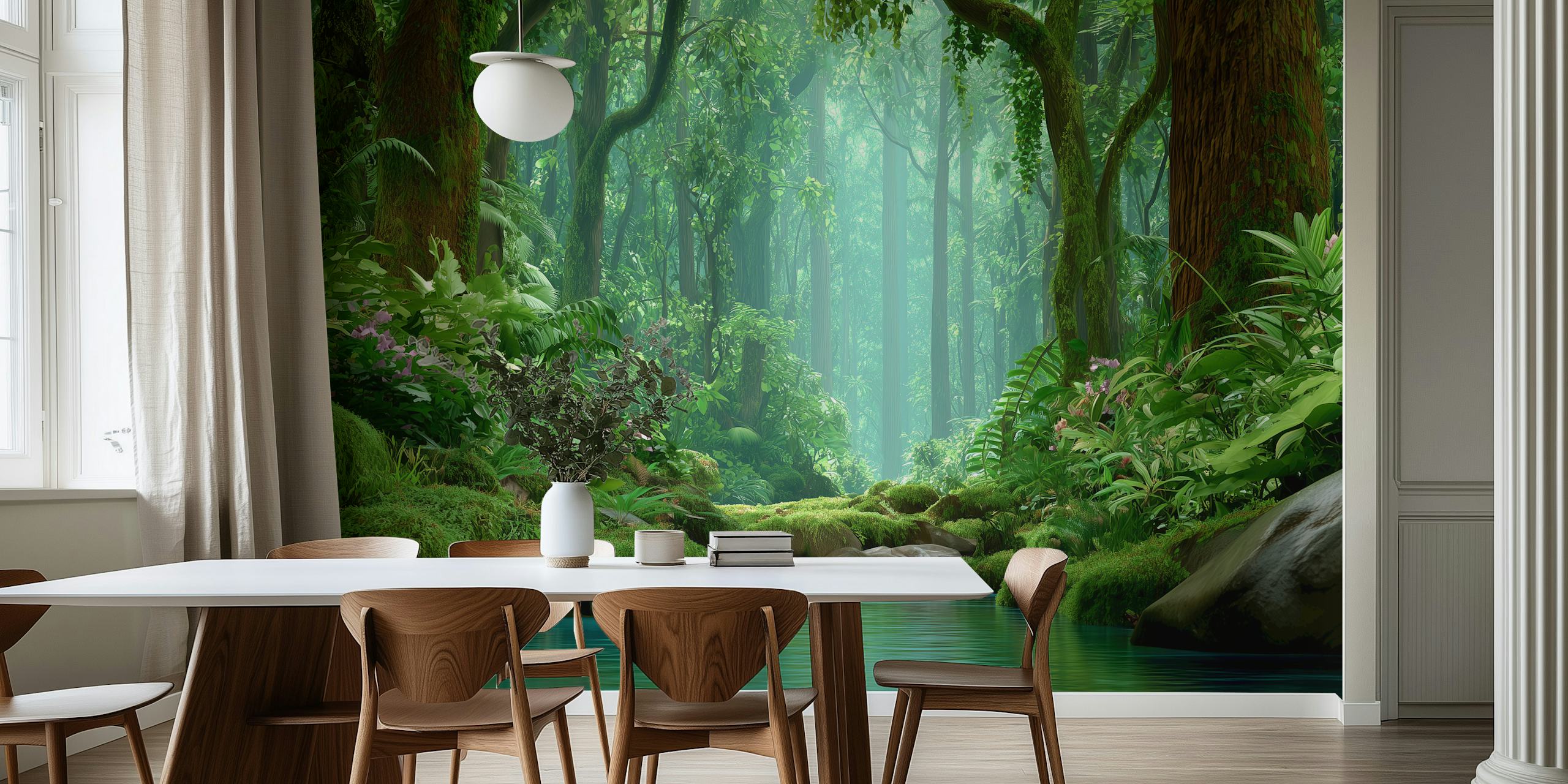 Tropical Forest Haven wallpaper in a room