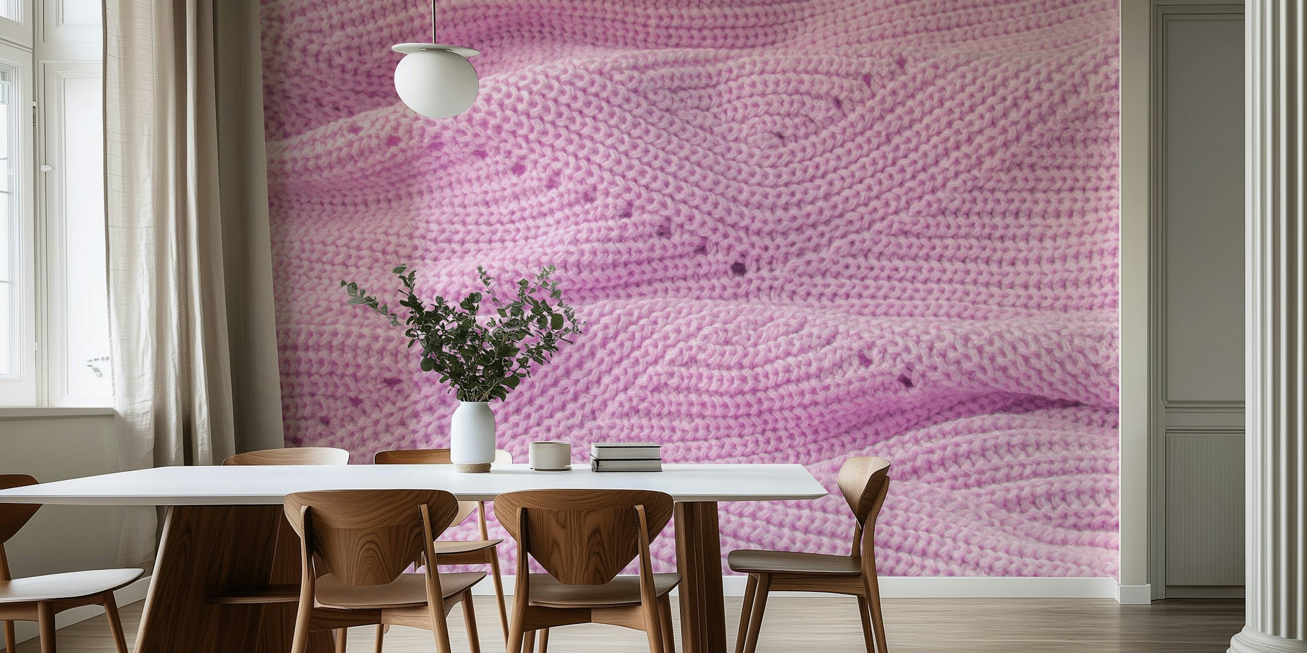 Cozy pink knit wallpaper design