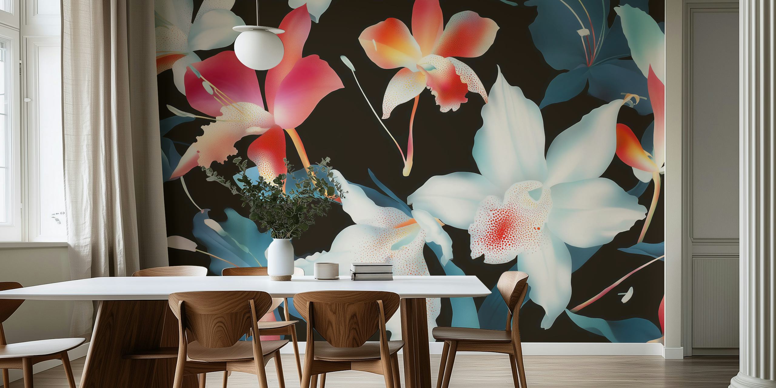 Diseño de papel tapiz Lush Orchid Garden