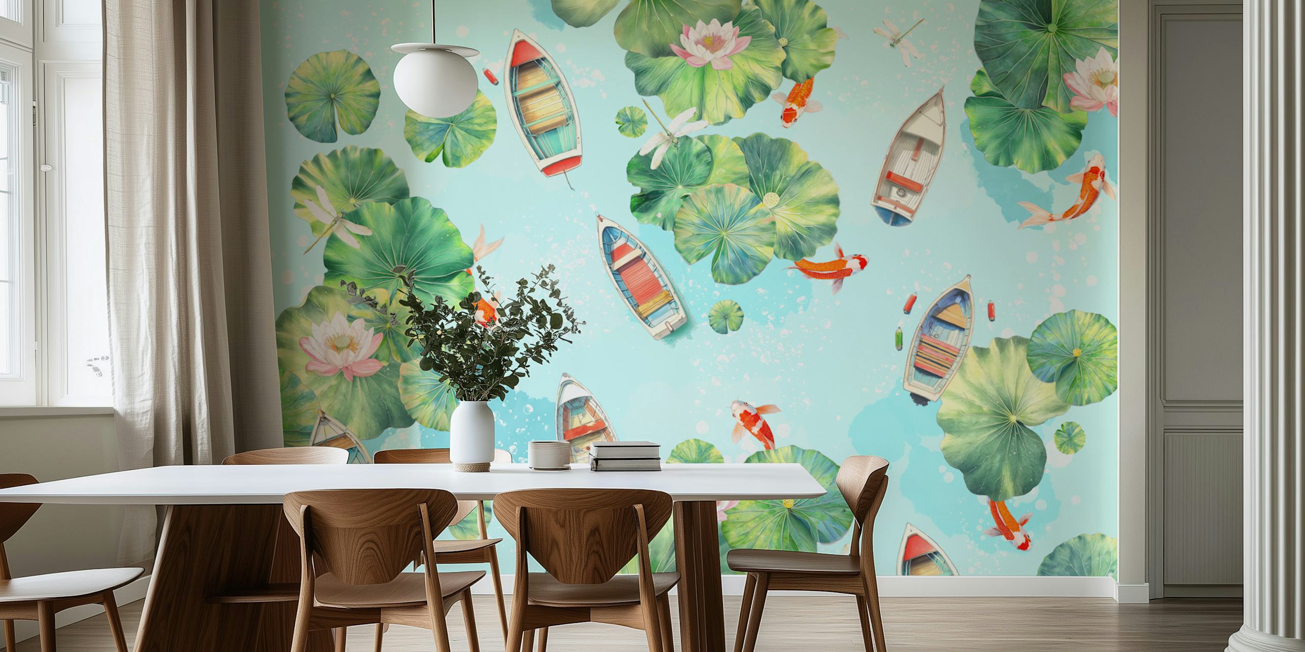 Ryoko mural tapetti veneillä ja liljoilla