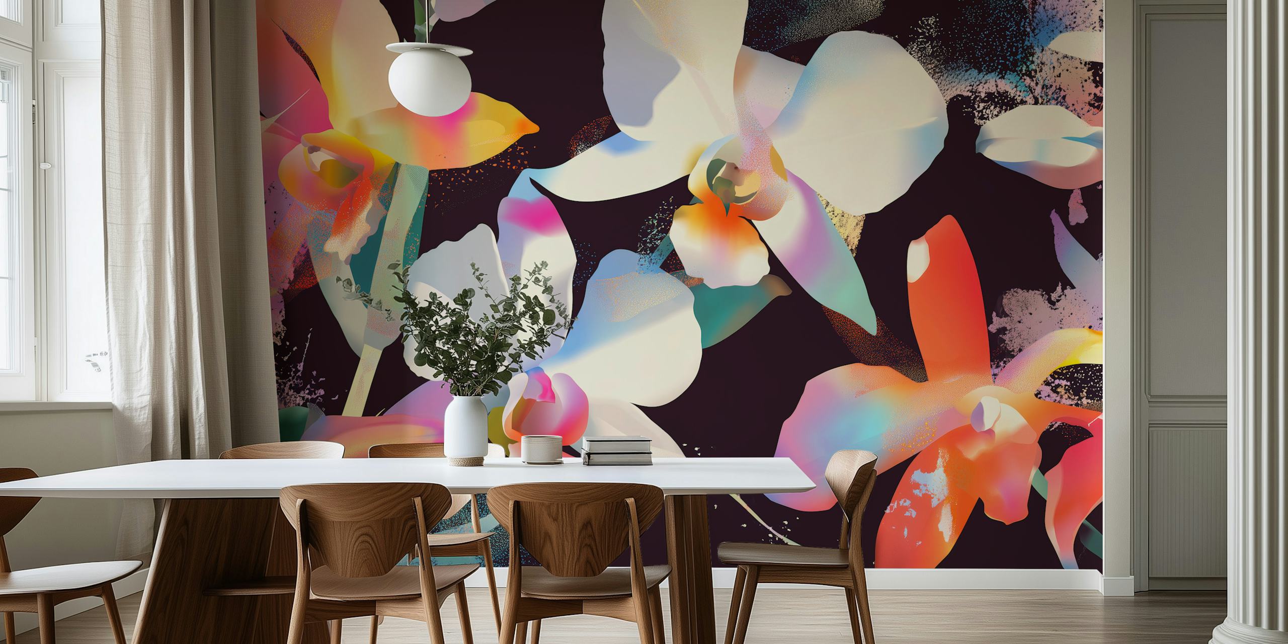 Ταπετσαρία Vibrant Orchid Bloom σε ένα δωμάτιο