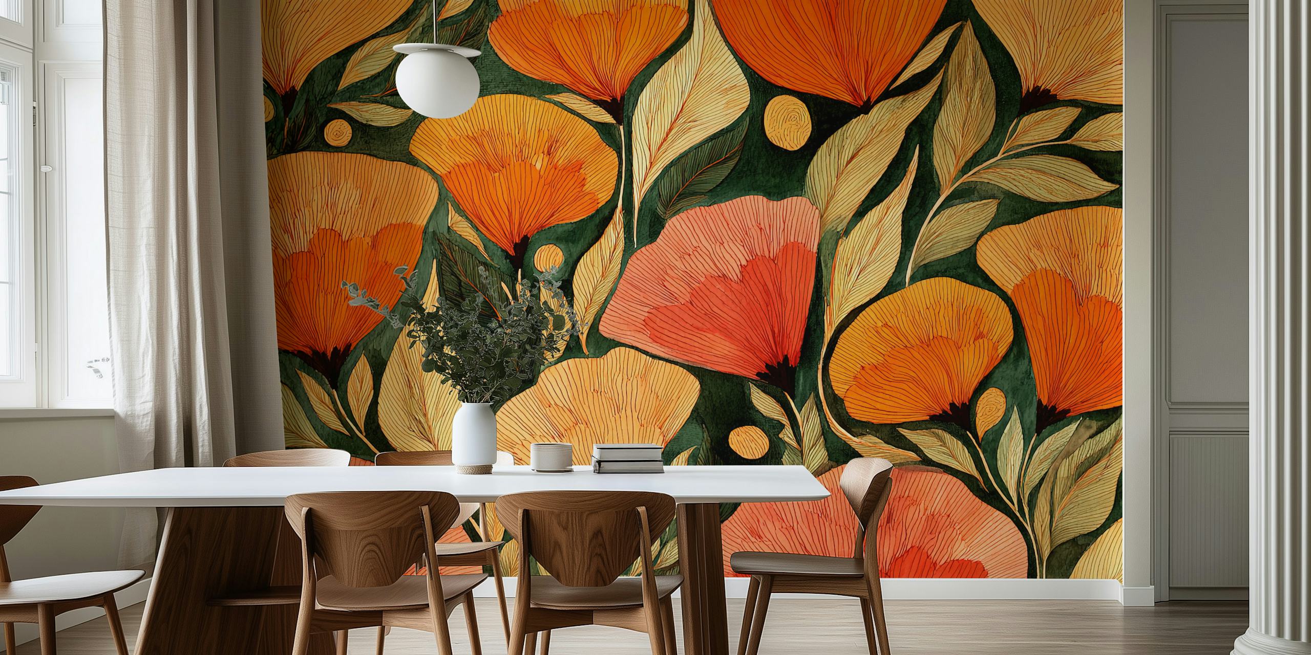 Autumn Bliss floral wallpaper design