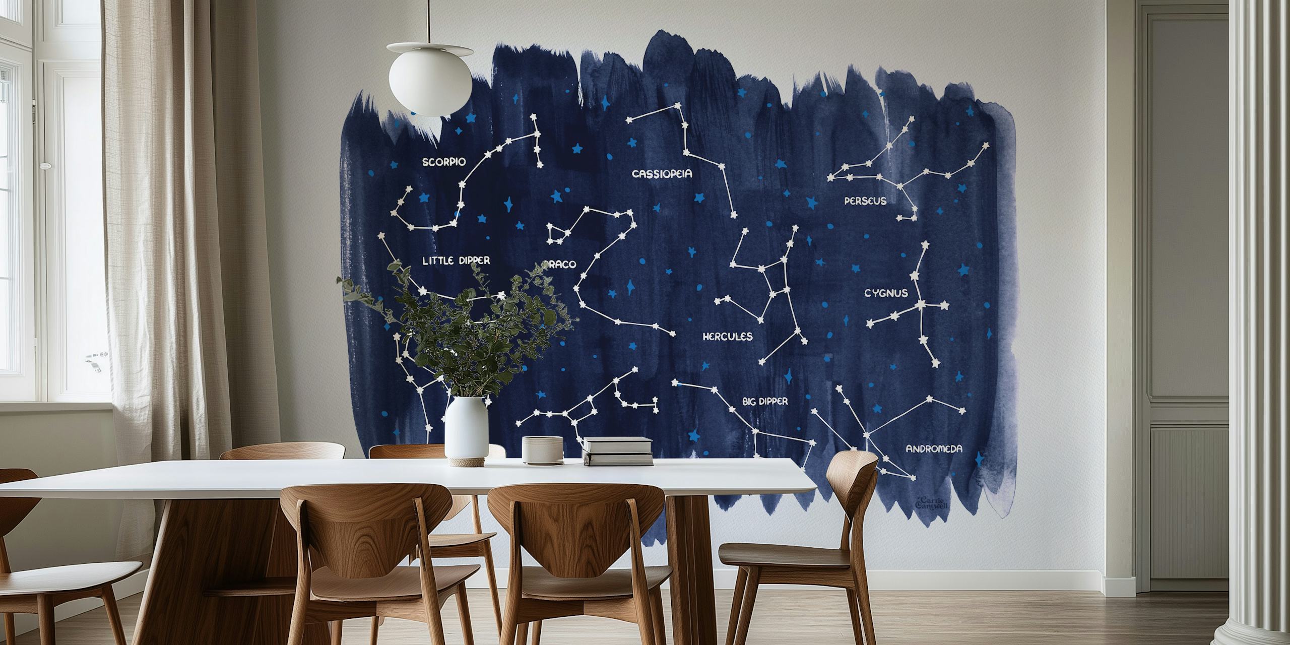 Ταπετσαρία Constellations σε ένα άνετο δωμάτιο