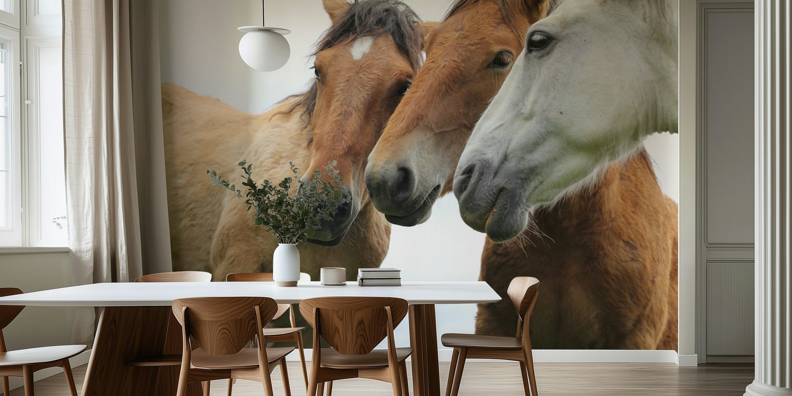 Majestic Horses in Pasture tapet i et rom