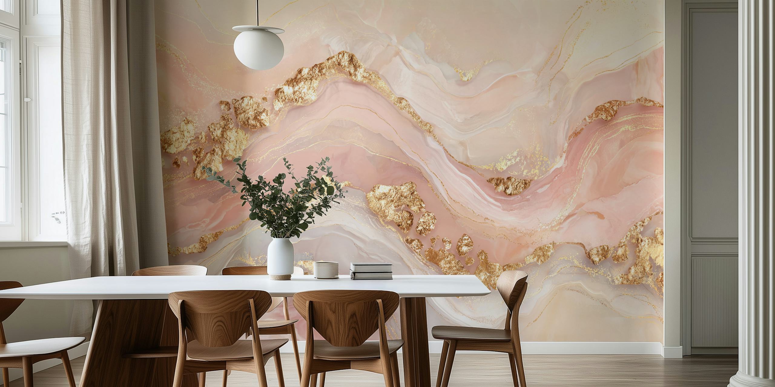 Blush Pink Marble z połyskującymi złotymi akcentami