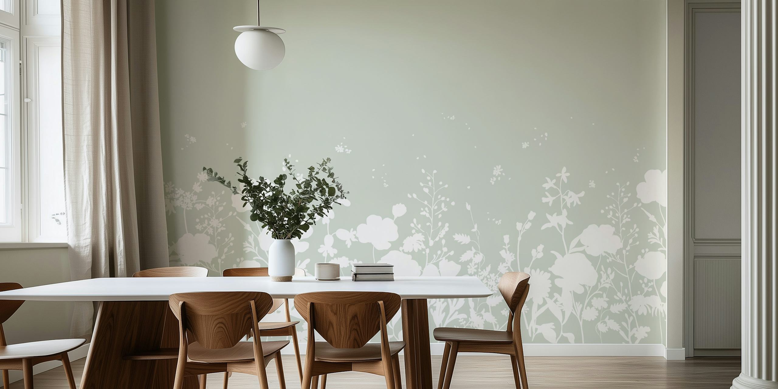 Meadow Breeze In Sage Green design de papier peint