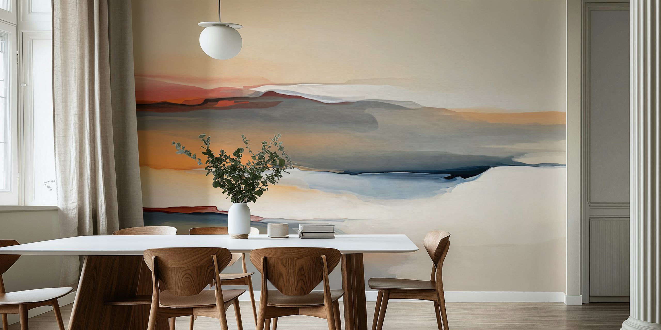 Sunset Waves Beach wallpaper in room setting