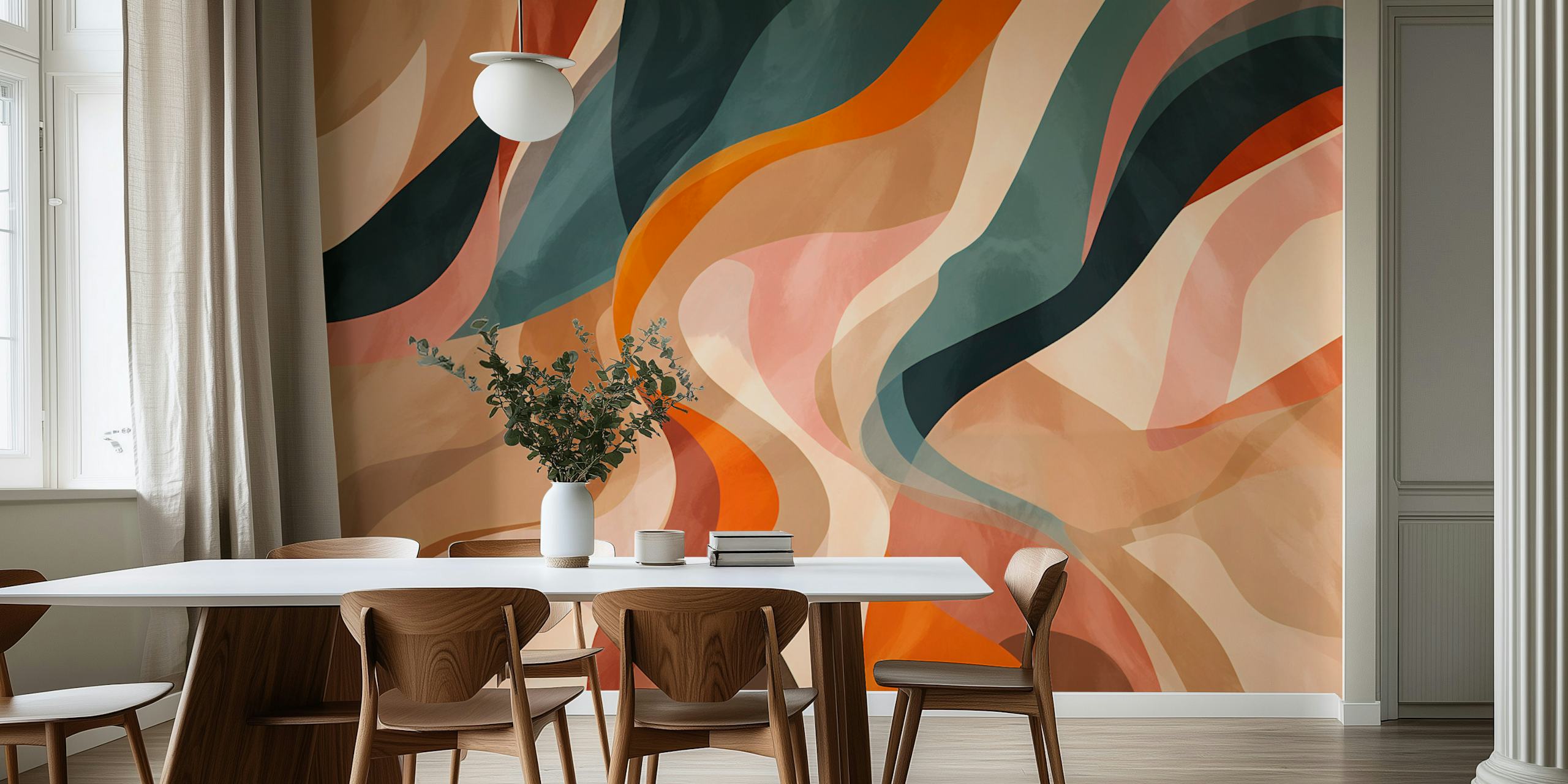Papier peint Terracotta Drift dans une pièce moderne