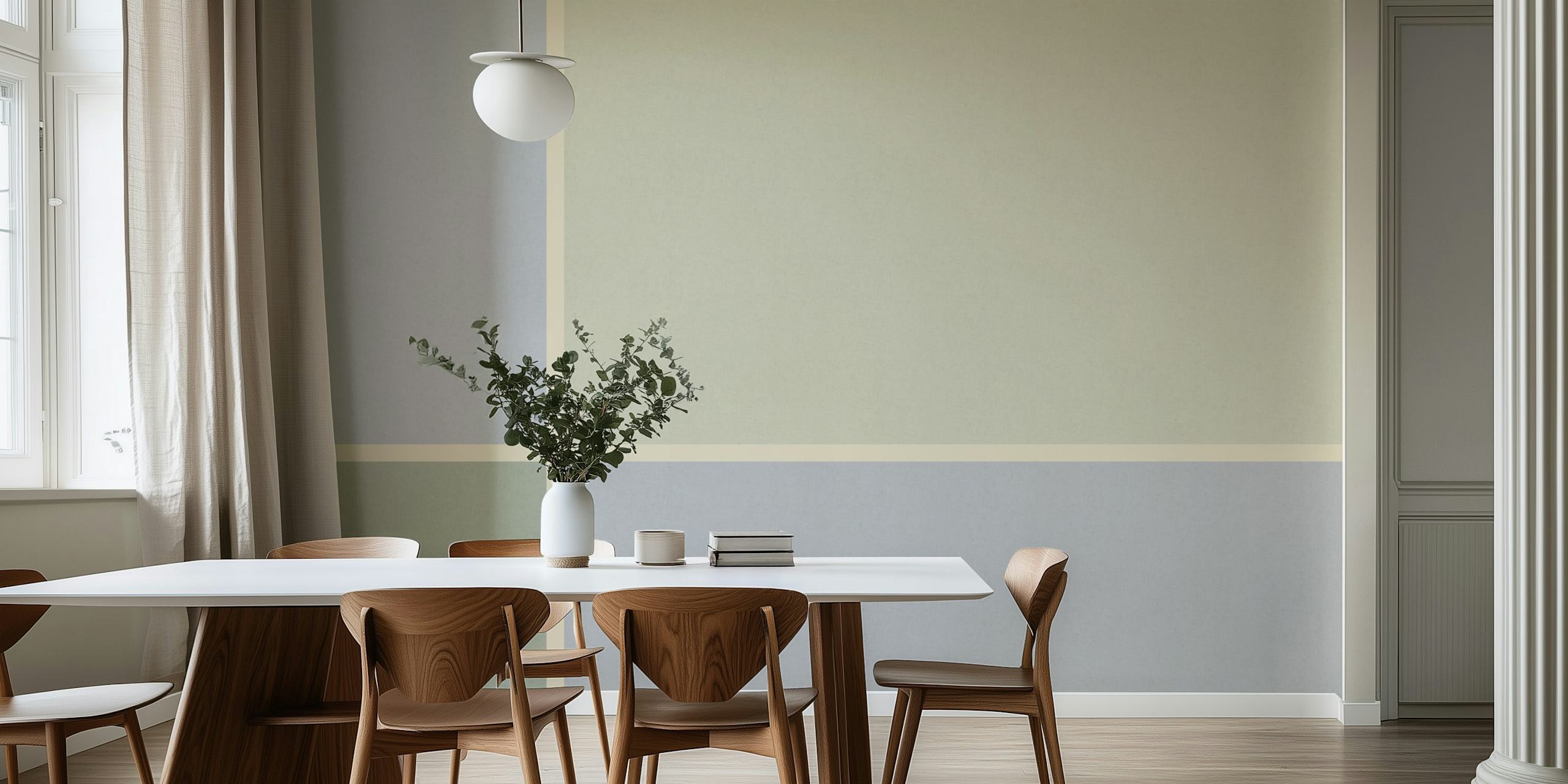 Geometric color block wallpaper in living room