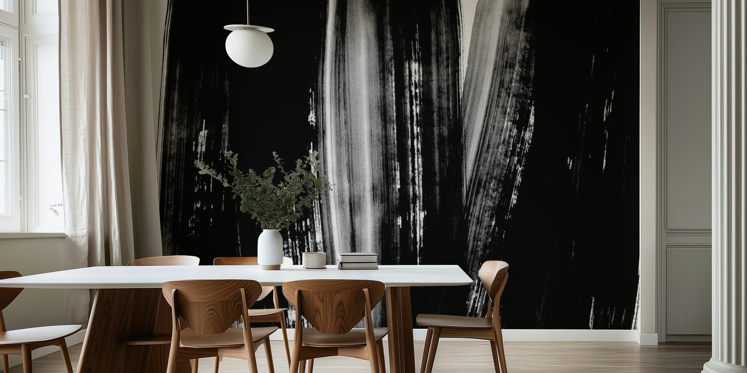 Bold Black Strokes wallpaper in a modern room