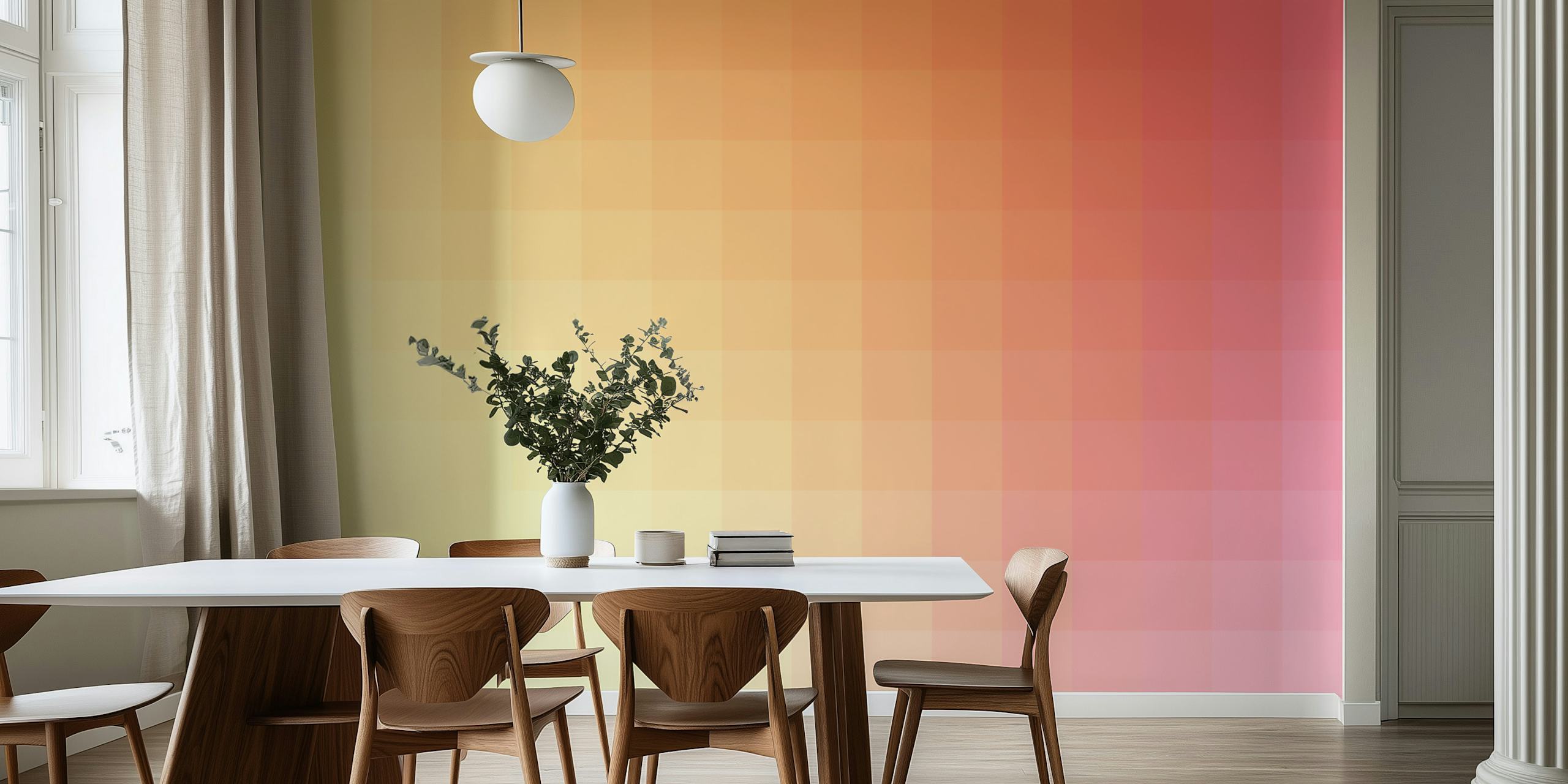 Pink and orange gradient wallpaper, smooth color transition, modern design wall mural