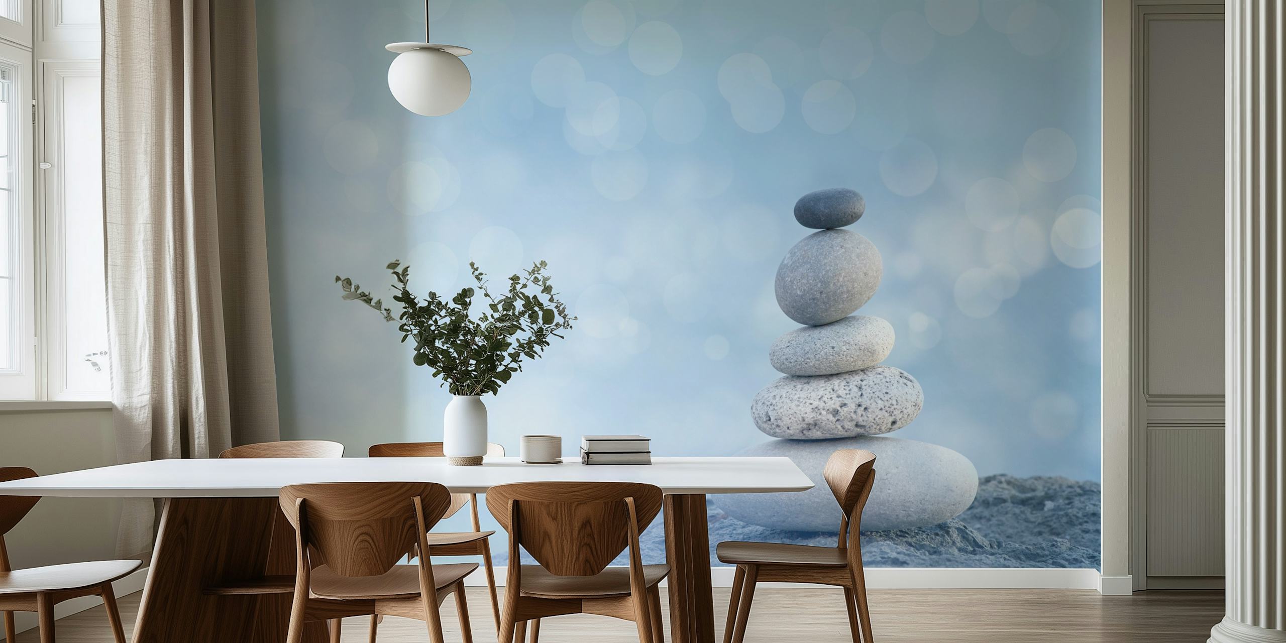 Tapeta Blue Stone Cairn v moderní místnosti