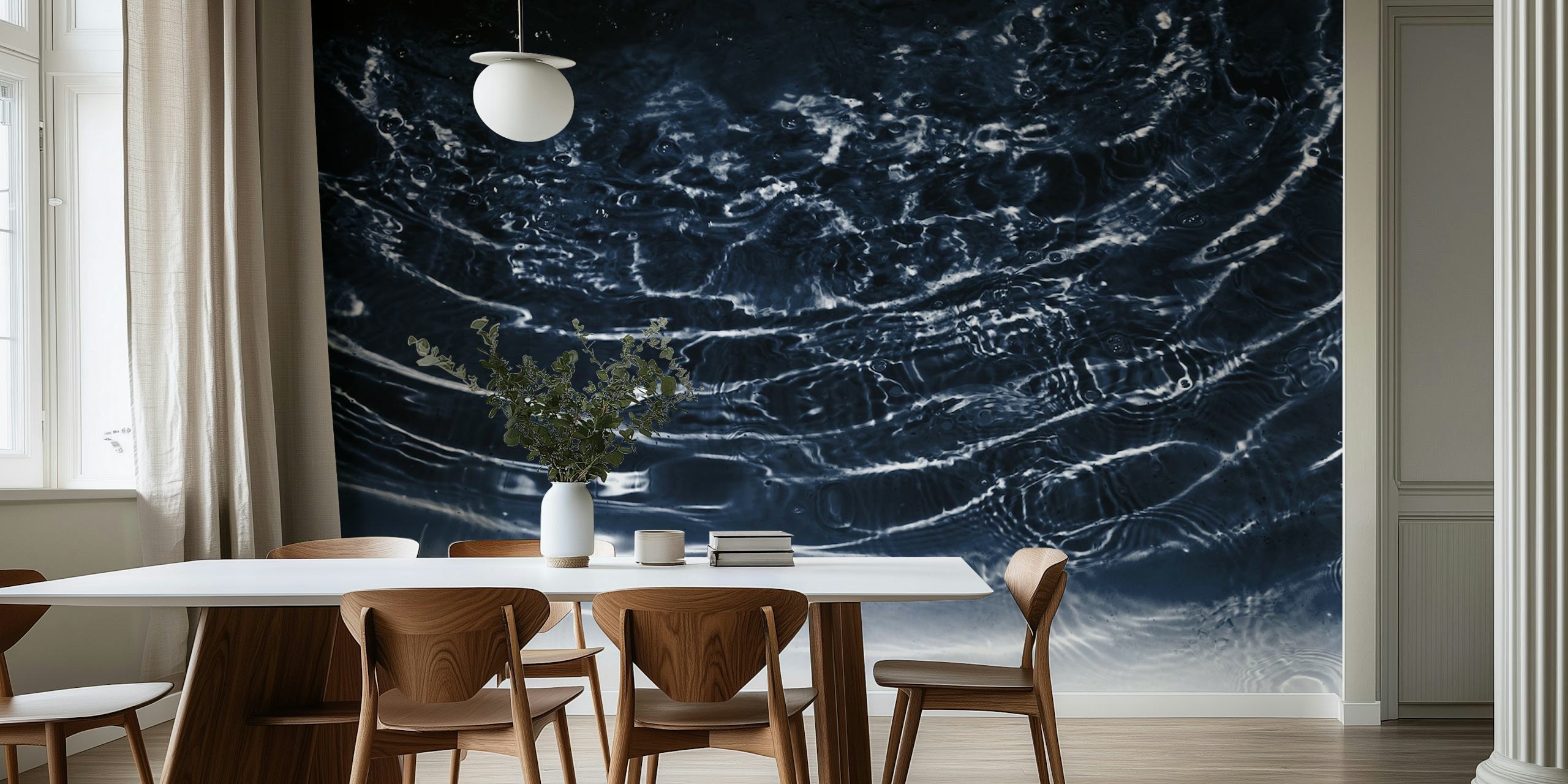 Dark navy blue water surface with ripples wallpaper