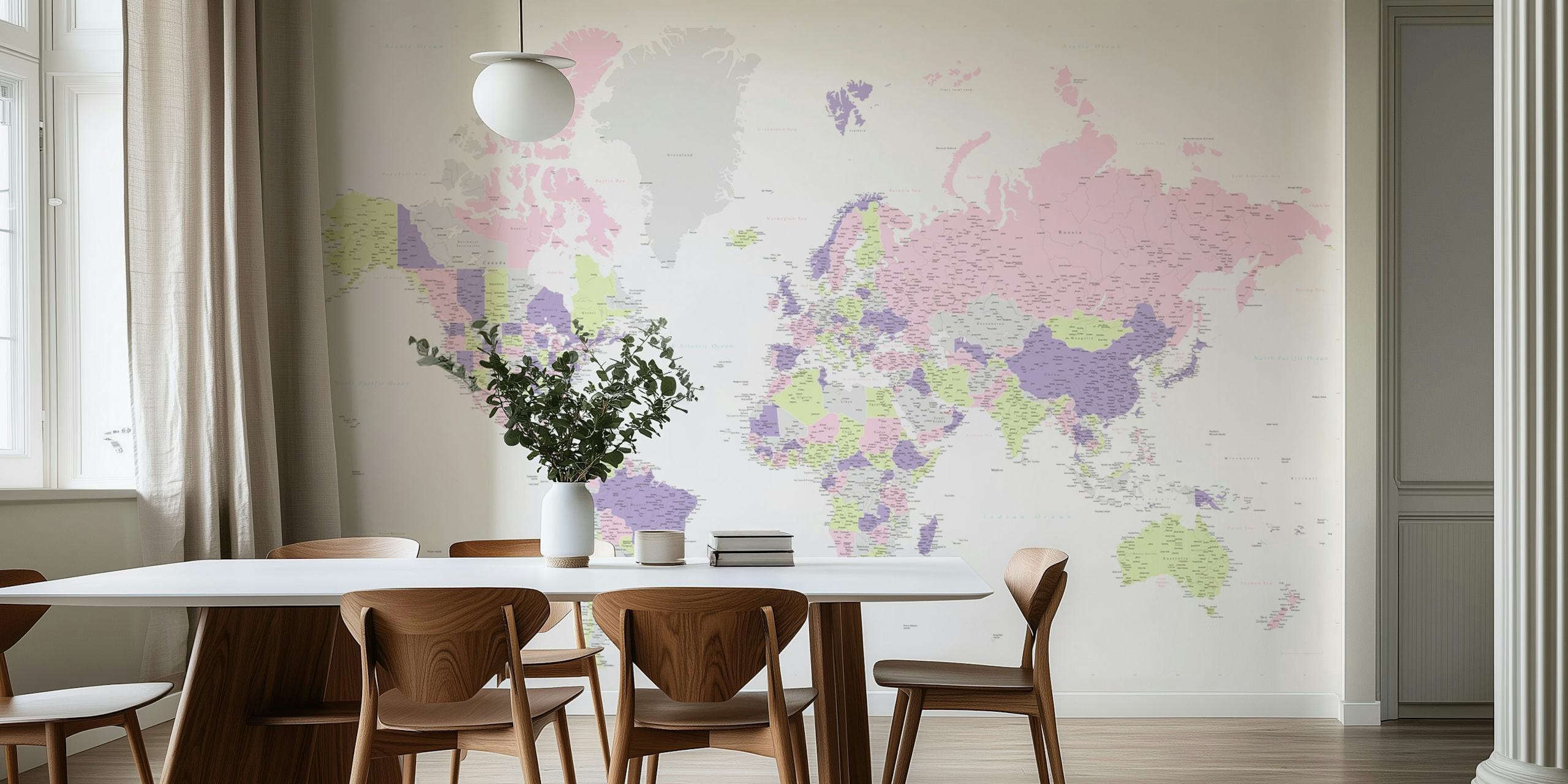 Adventure world map wallpaper in a room
