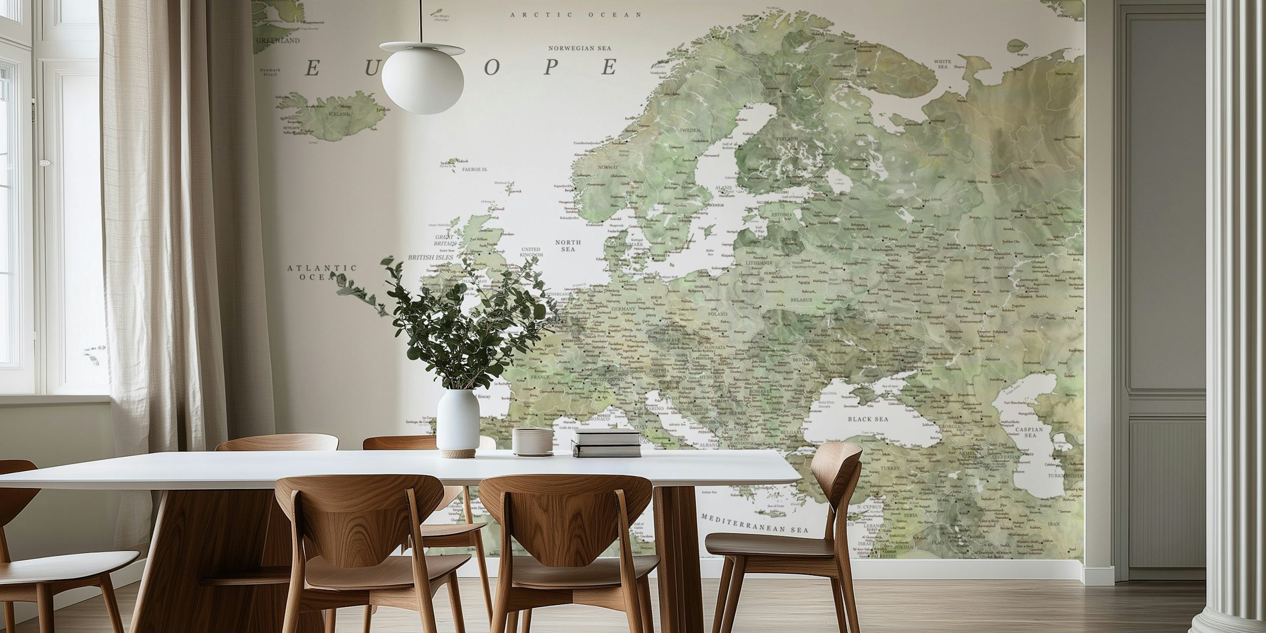 Tapeta Detailed Europe map v pokoji