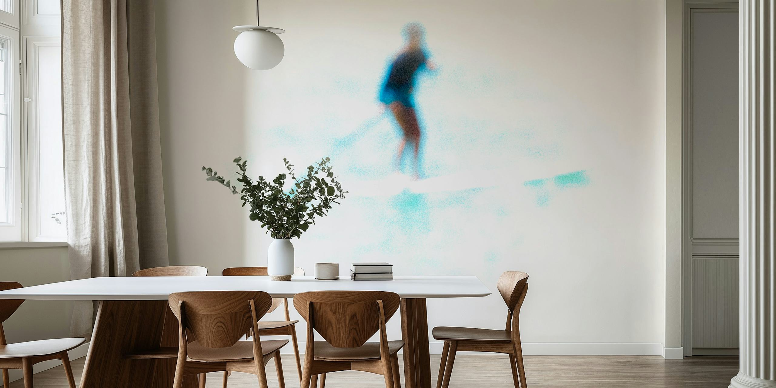Abstract beach scene wall mural at Sdot Yam with blurred motion
