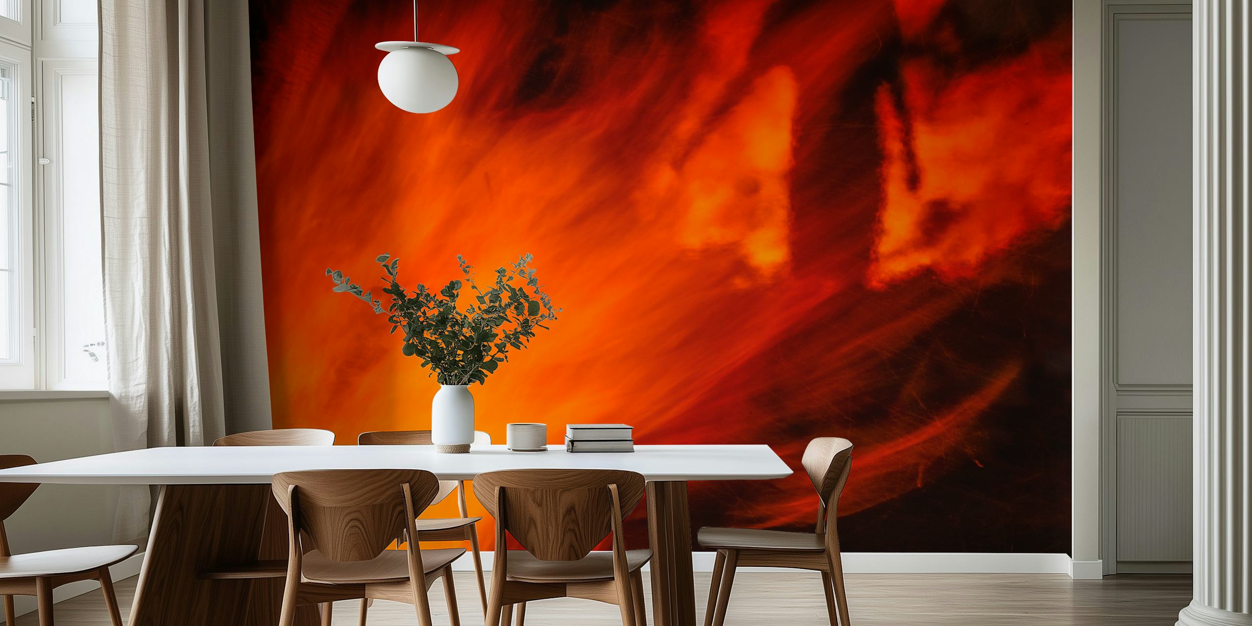 Fiery abstract patterns in orange and red tones wallpaper