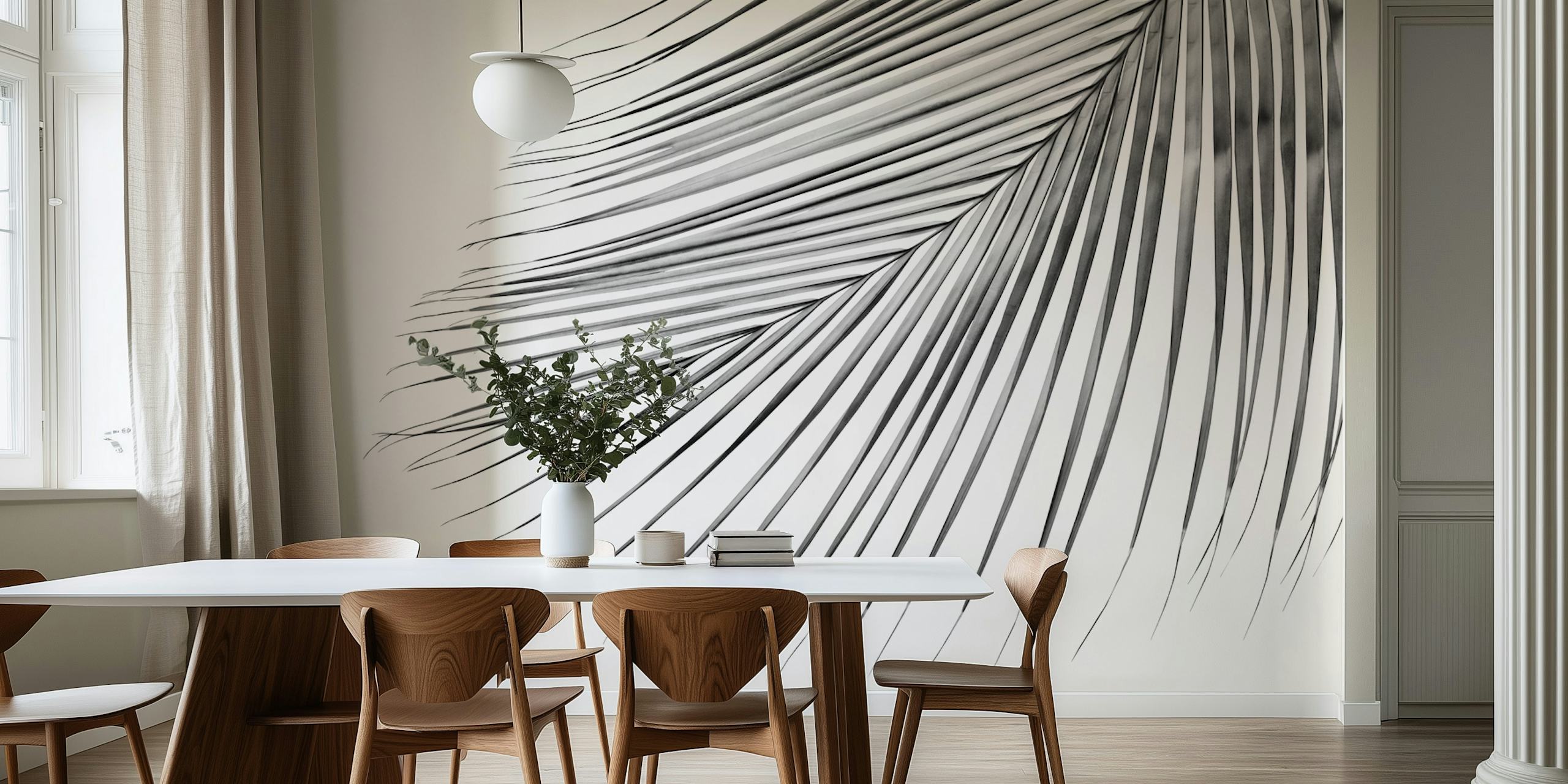 Silver Gray Palm Leaf wallpaper i ett rum