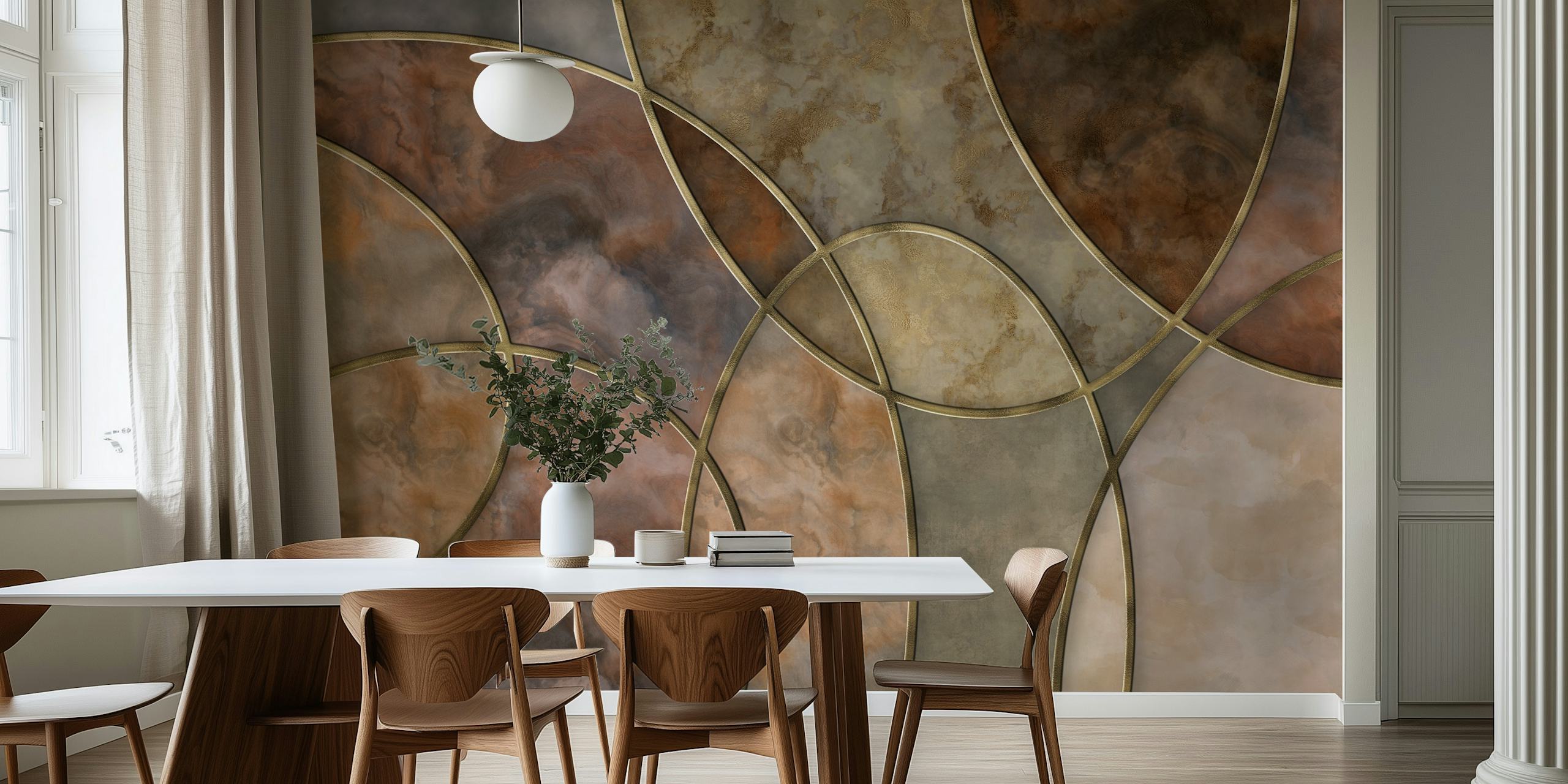 papel de parede Eclectic Marble Shapes em um quarto