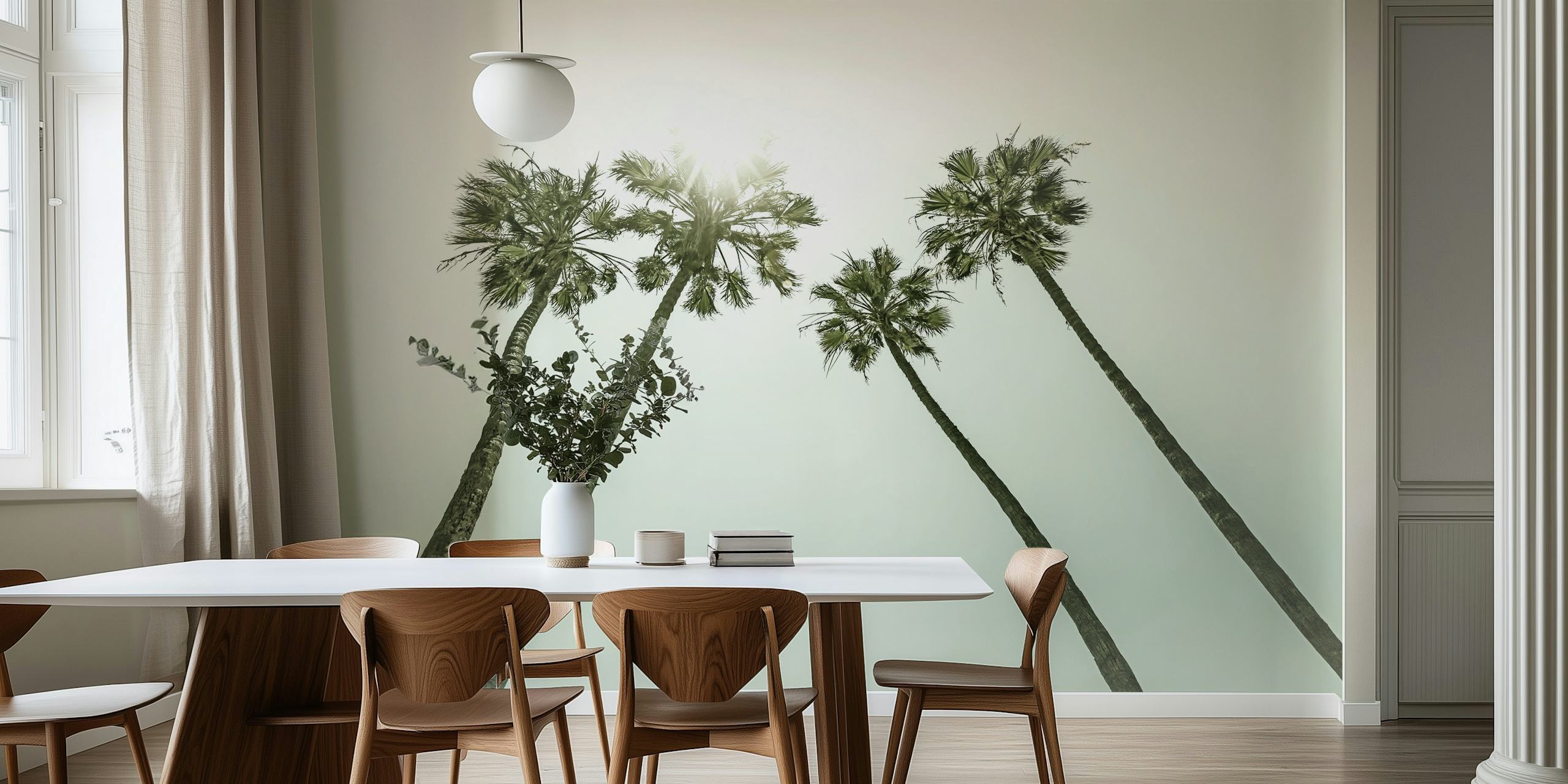 Vintage palms wallpaper σε ένα δωμάτιο