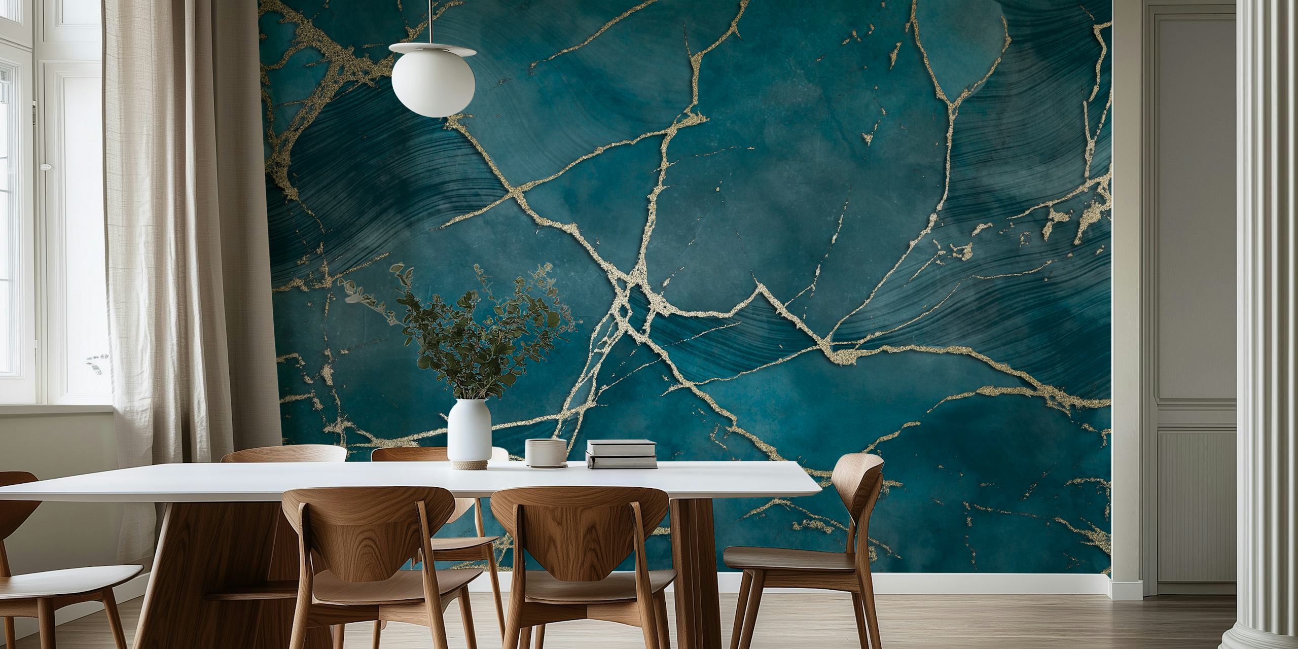 Tapeta Turquoise Marble Elegance w pokoju