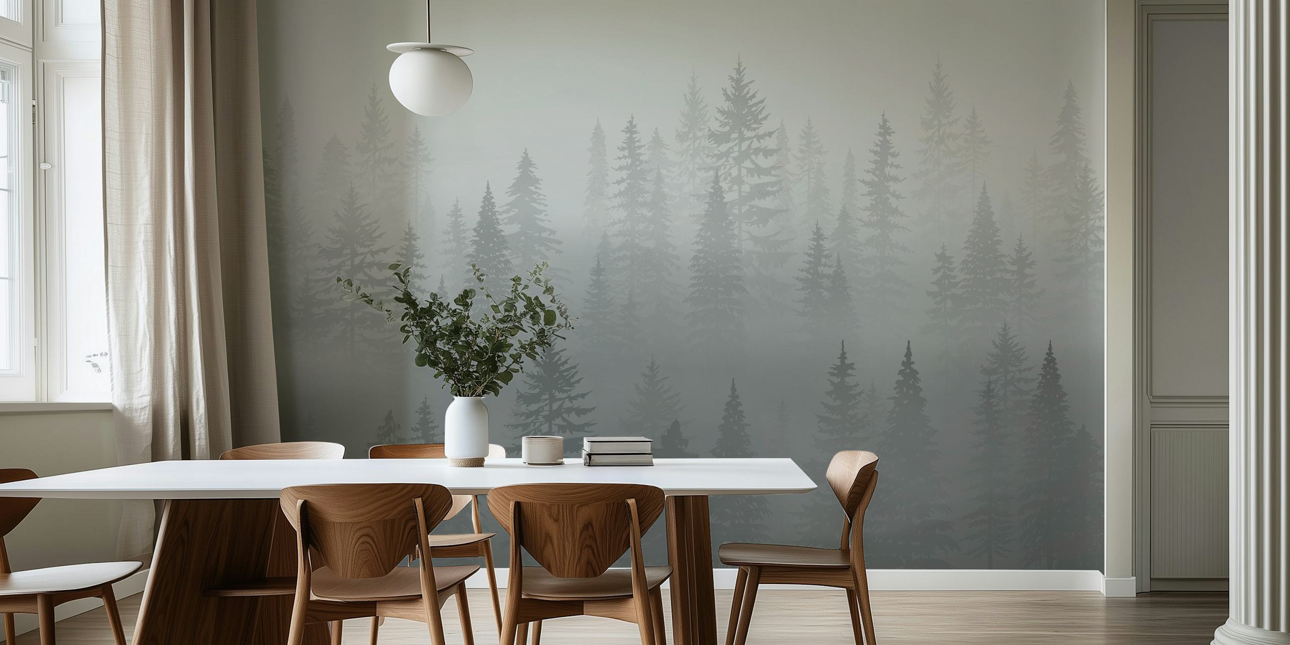 Forest Green Mountain wallpaper in a room