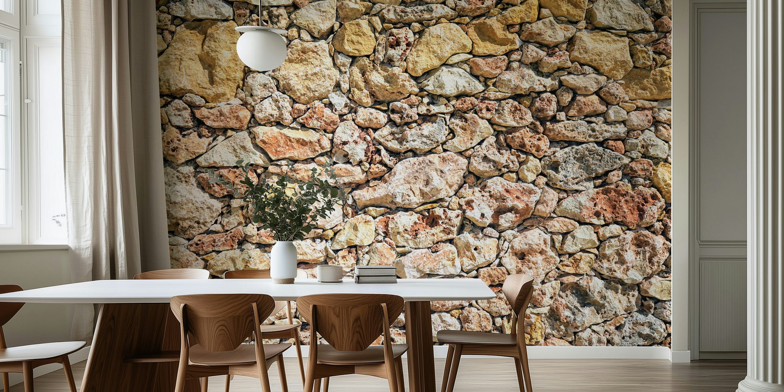 Textura de pared de piedra mediterránea para una escapada interior tranquila