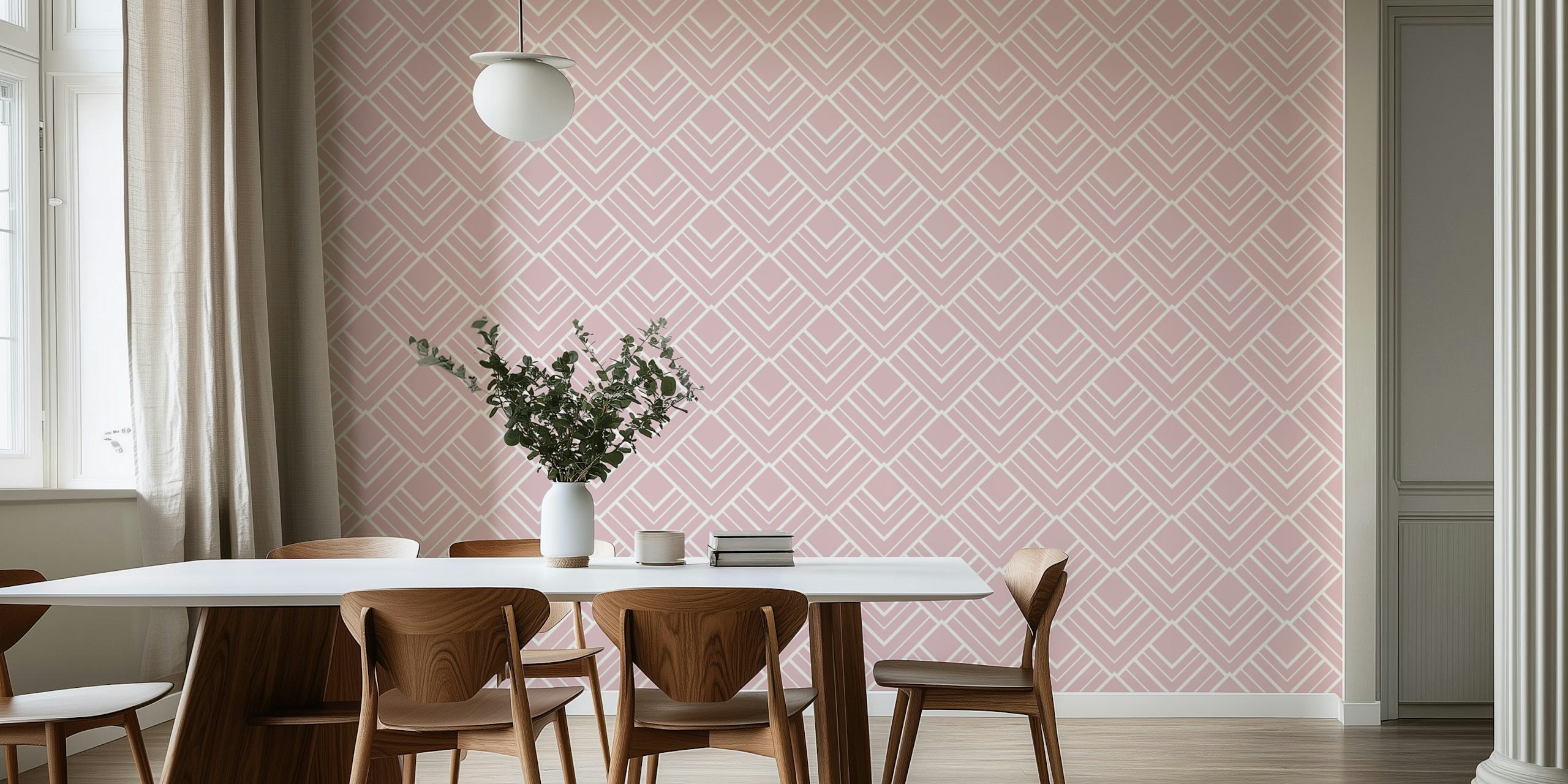 Art Deco Geometric Pattern Wall Mural in Subtle Tones