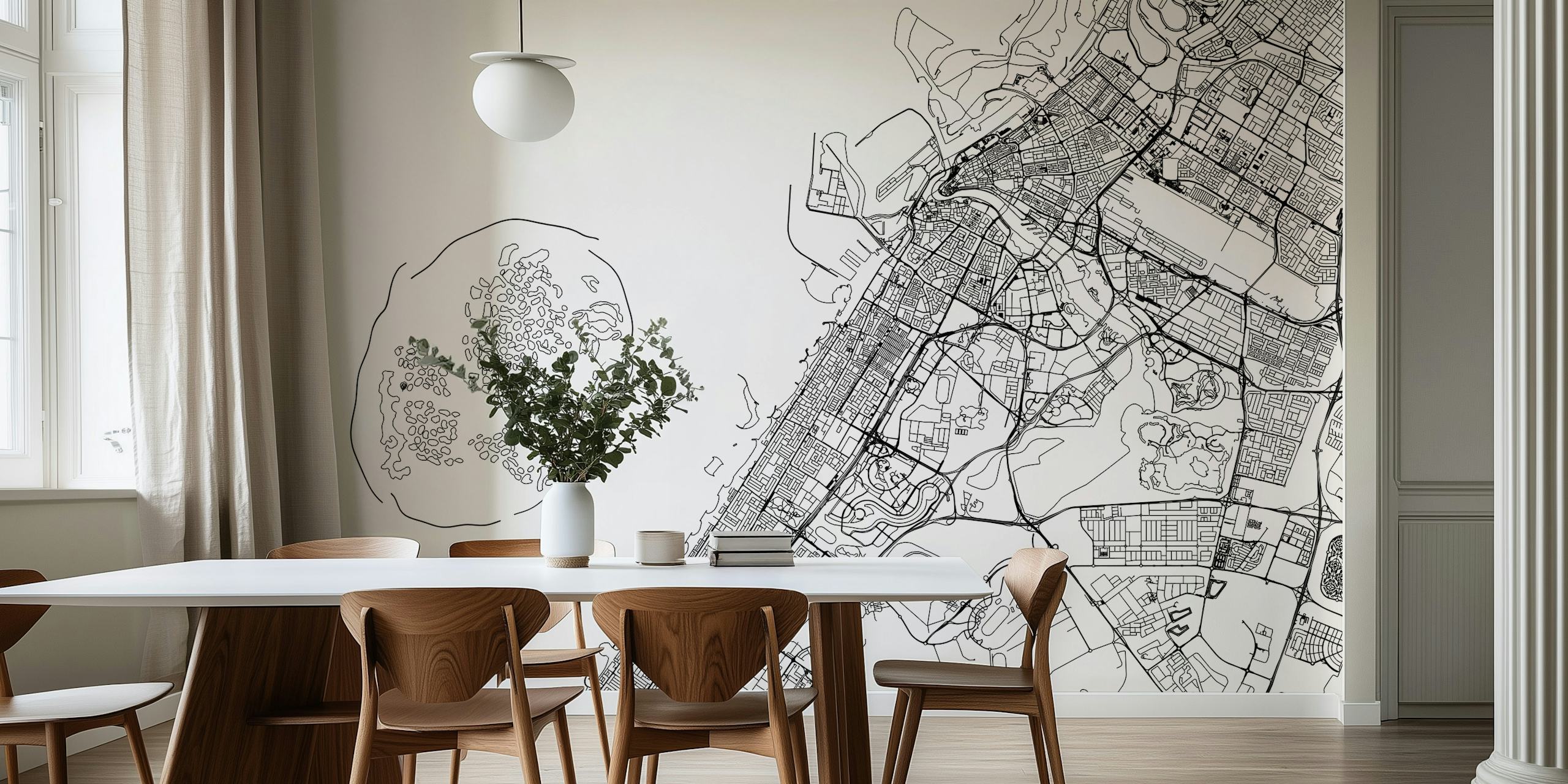 Detaillierte und stilvolle Dubai Map Stadtkarte Wandtapete