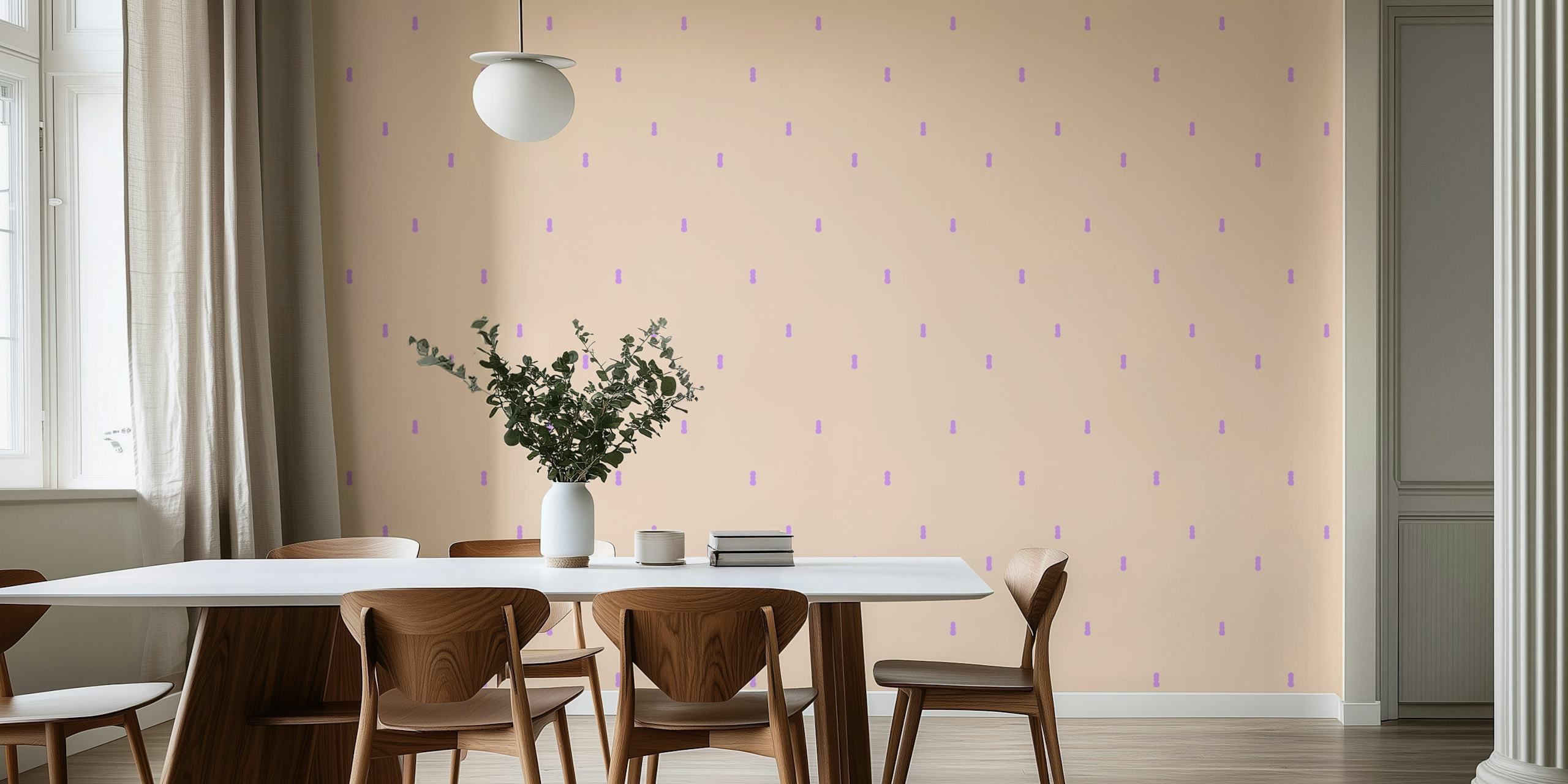 Pastel-colored wall mural with purple raindrop accents from Happywall