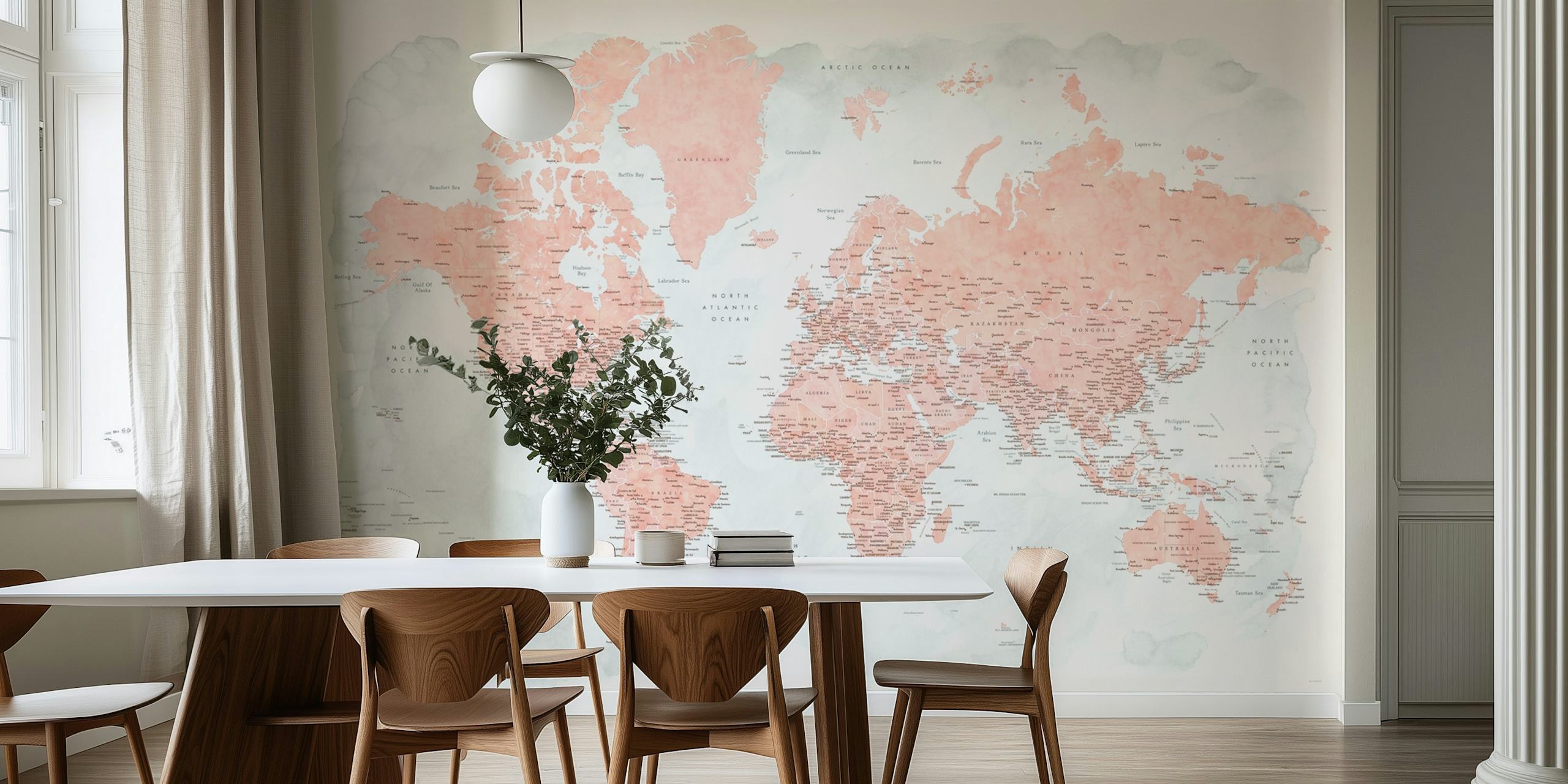 Papel tapiz de diseño de mapa mundial elegante habitación