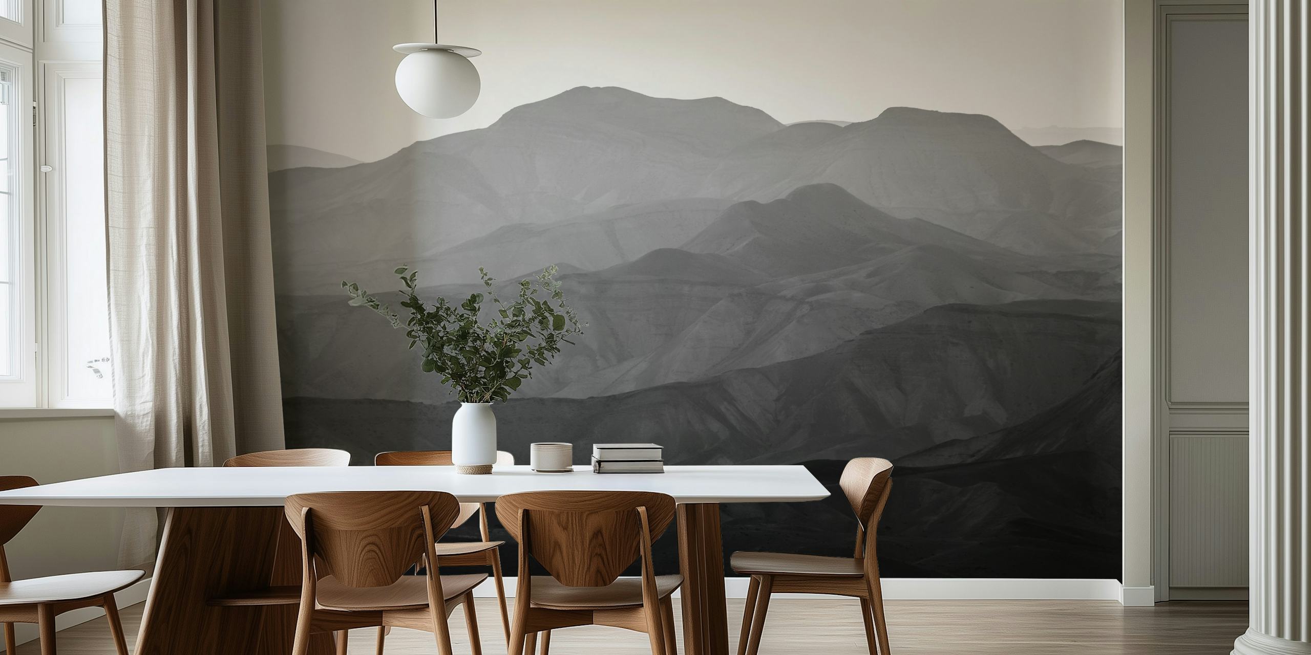 Monokrom tapet av Judean Desert-bergen som lägger till lugn till inredningen