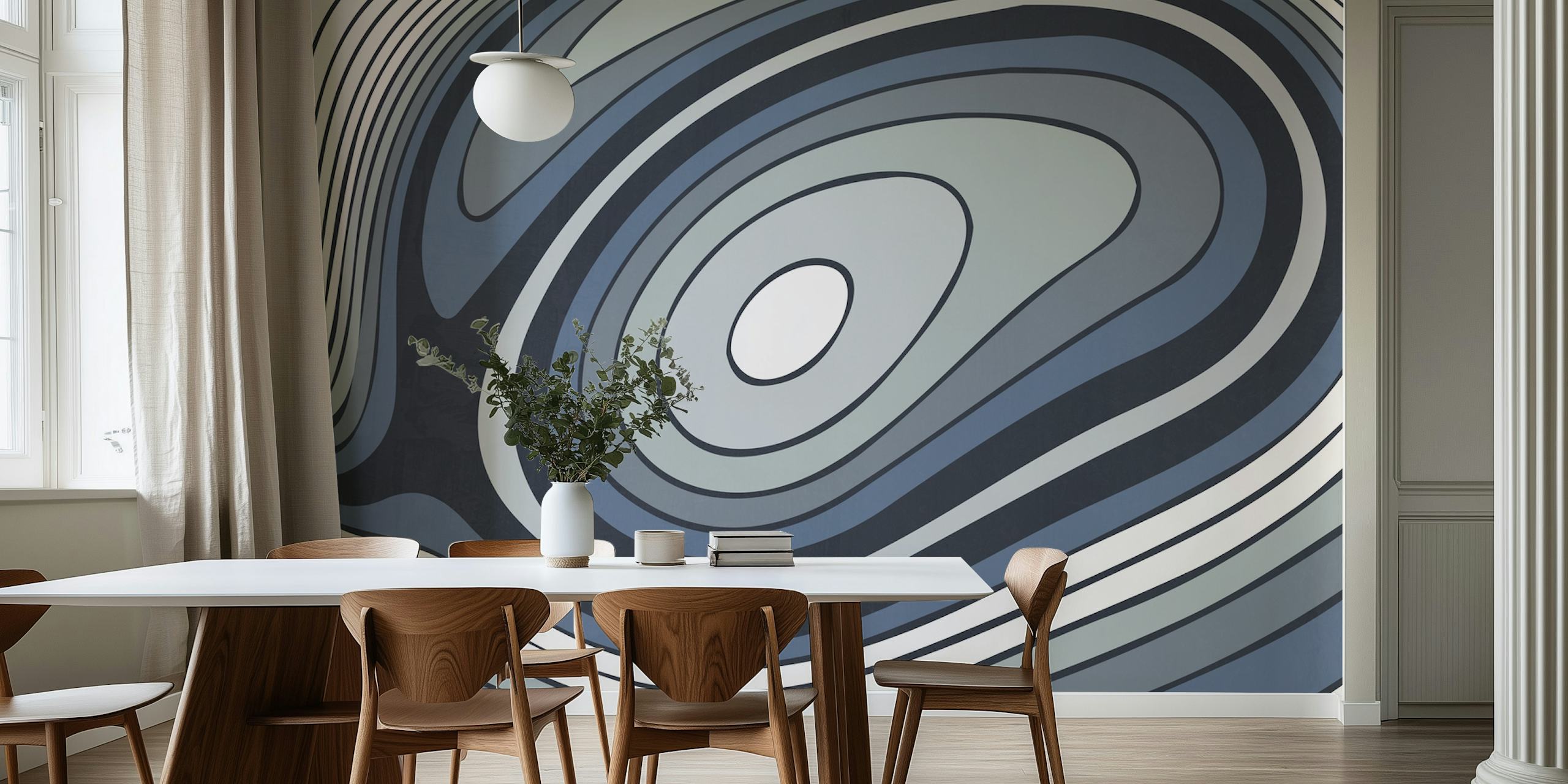 Abstract grey swirling pattern wall mural