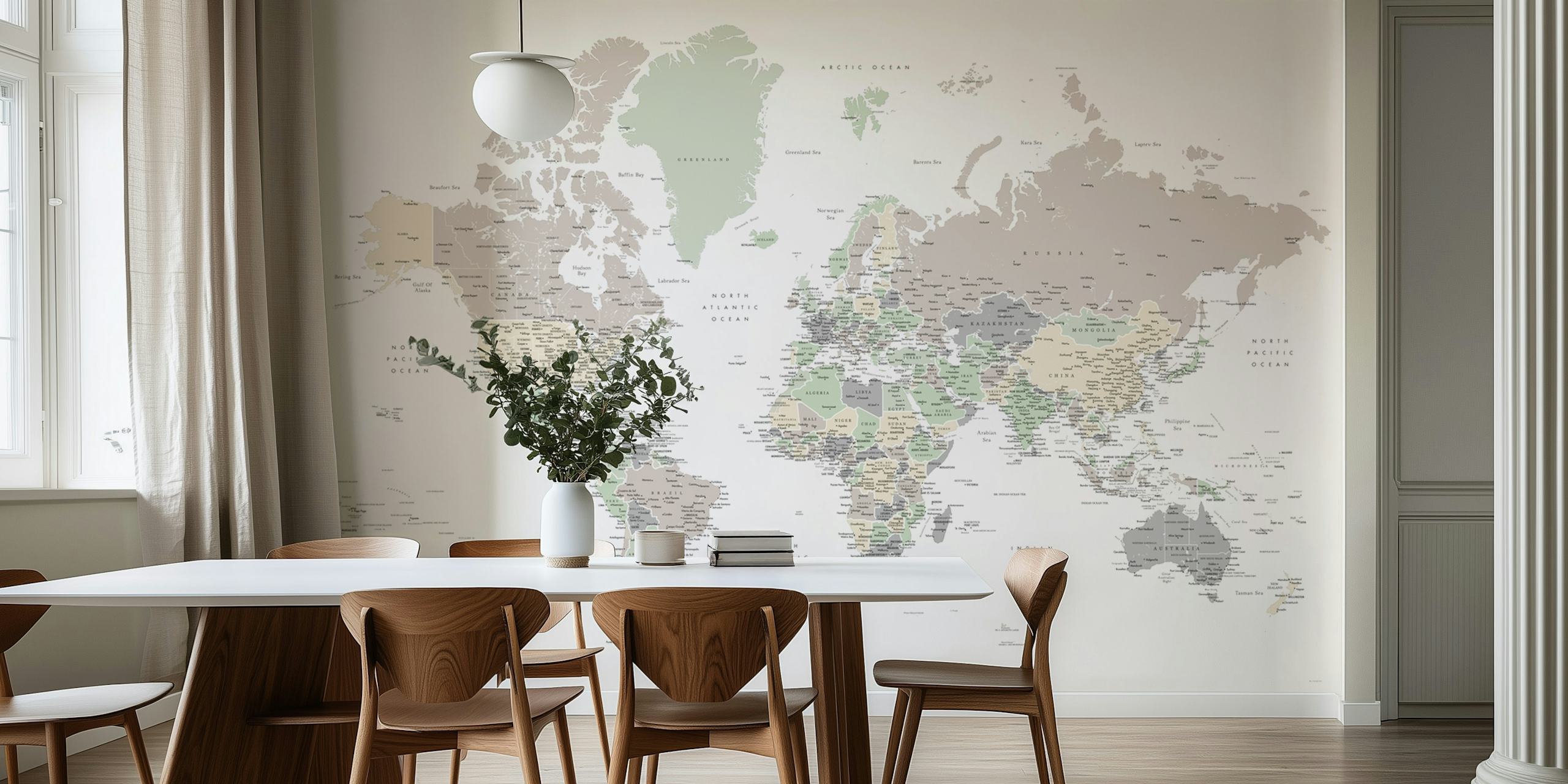 Detailed world map Anouk papier peint dans une pièce