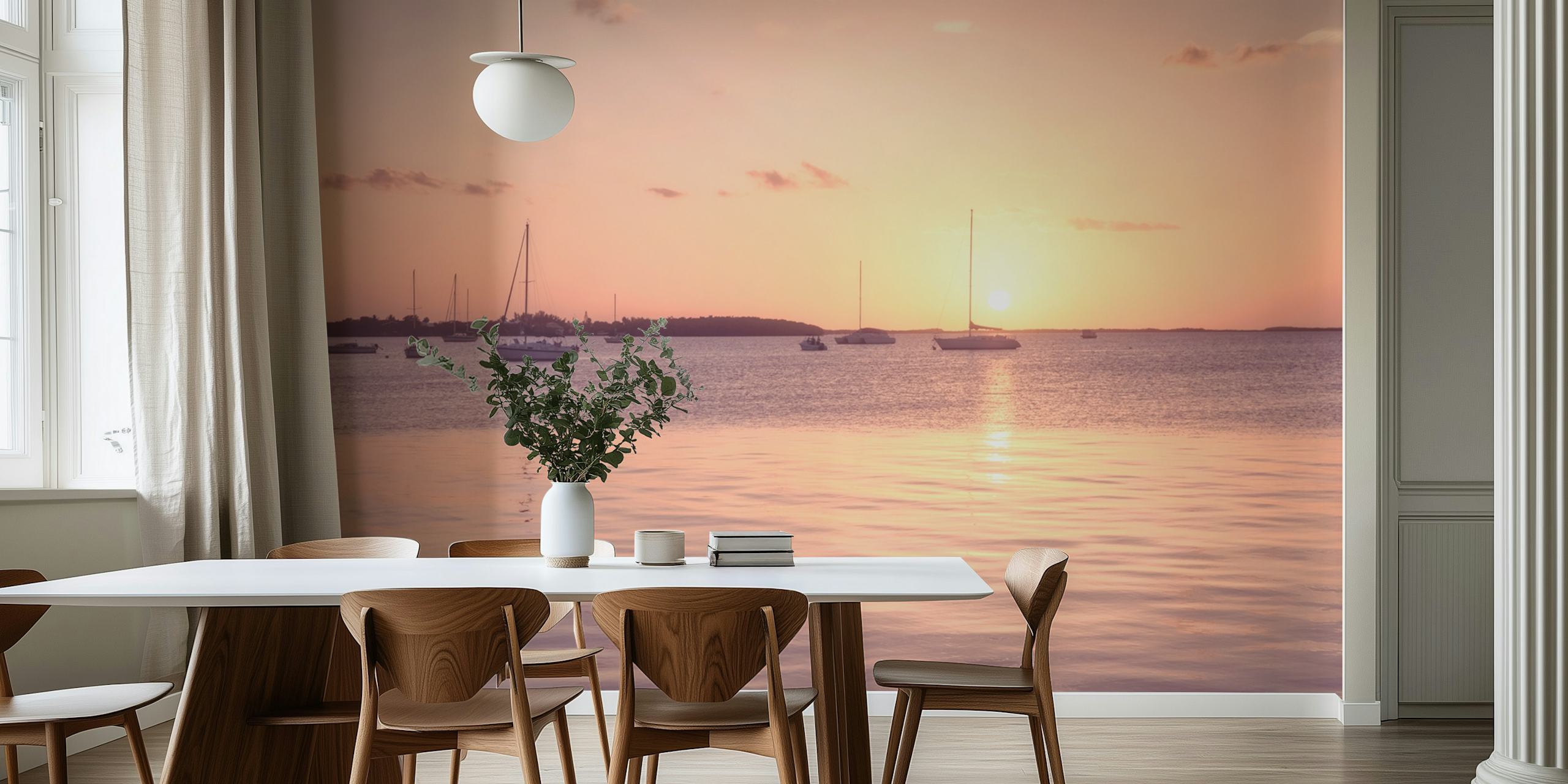 Bahamas wallpaper with sunset and boats