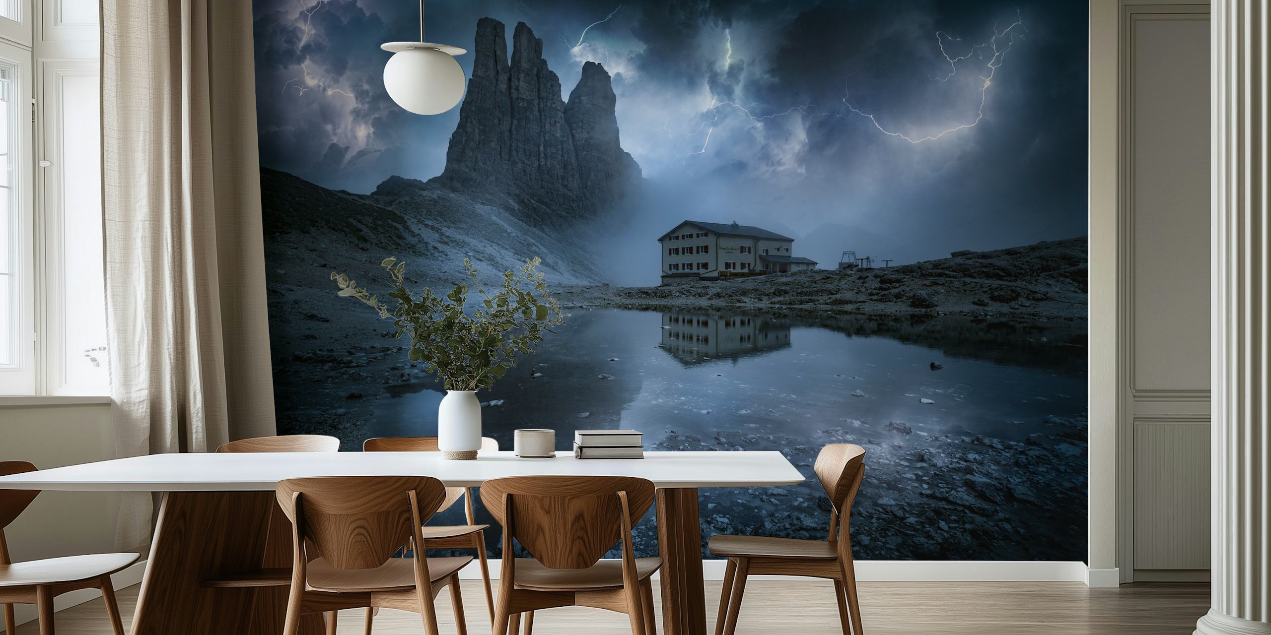 Thunderstorm in the Dolomites wallpaper in a room