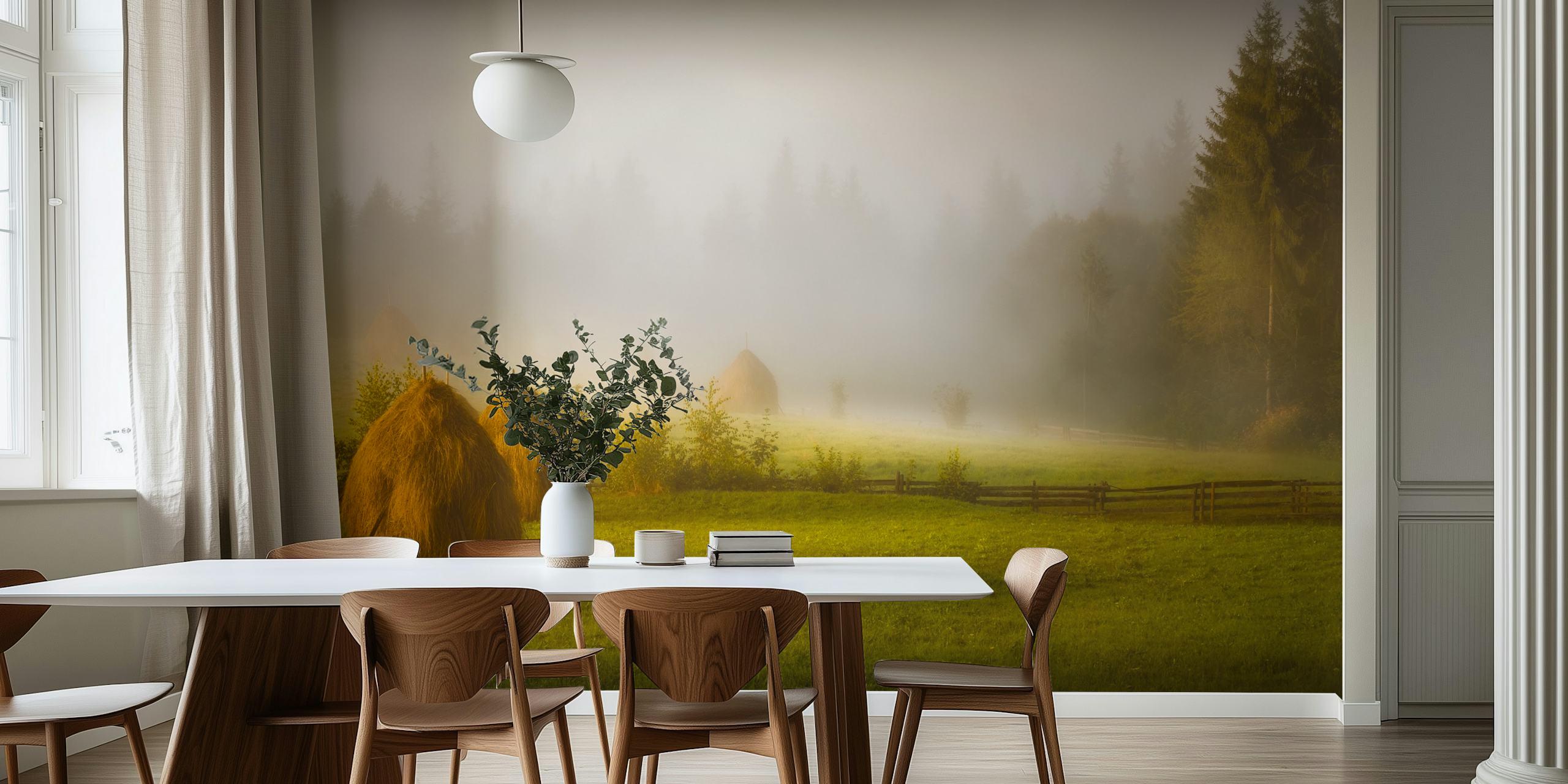 Hay wallpaper design in a room