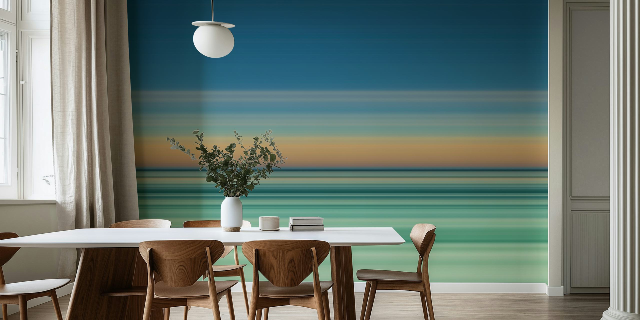 Blue and green striped pattern wallpaper