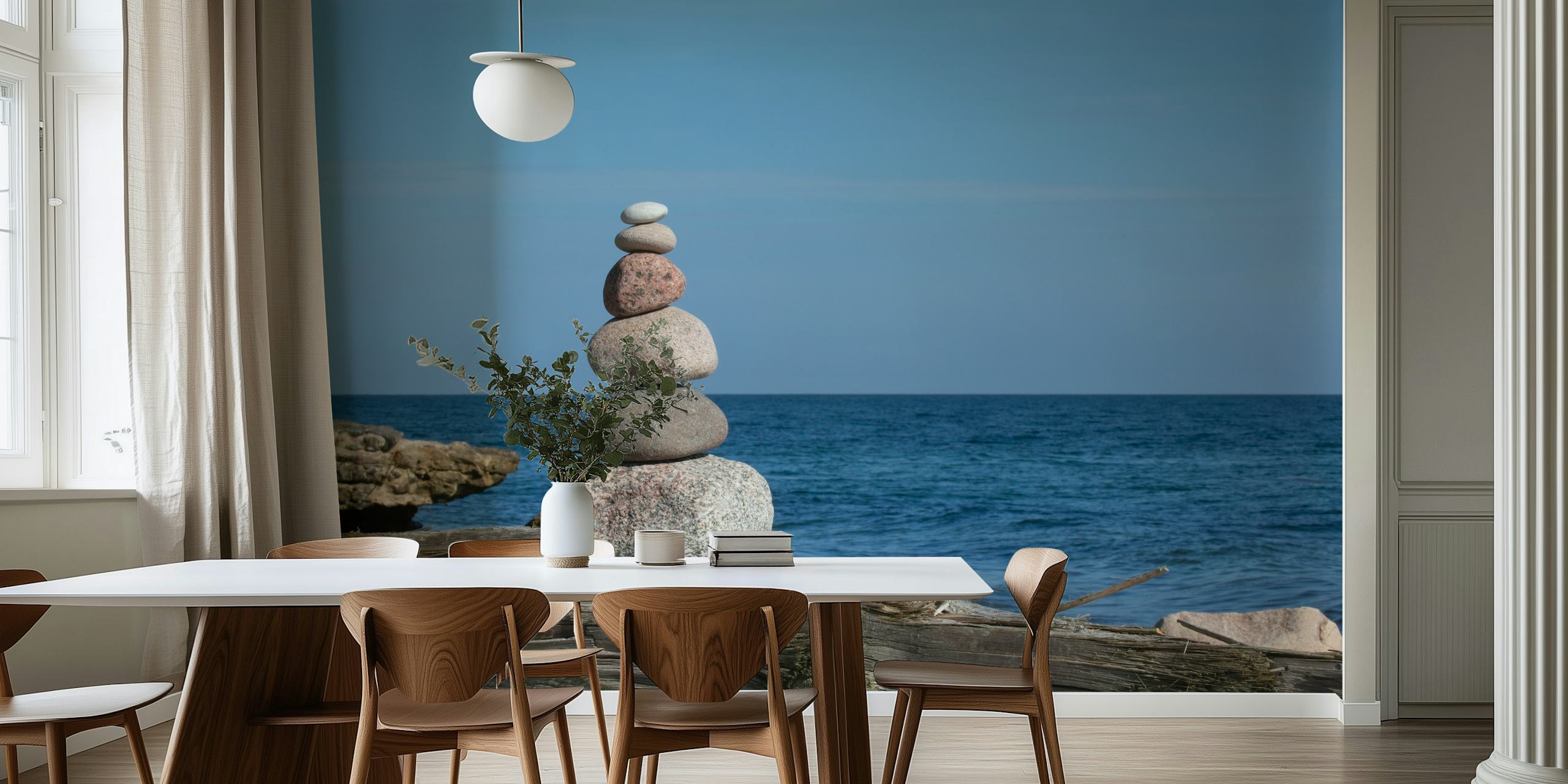 Papel pintado Rock balancing en un entorno sereno