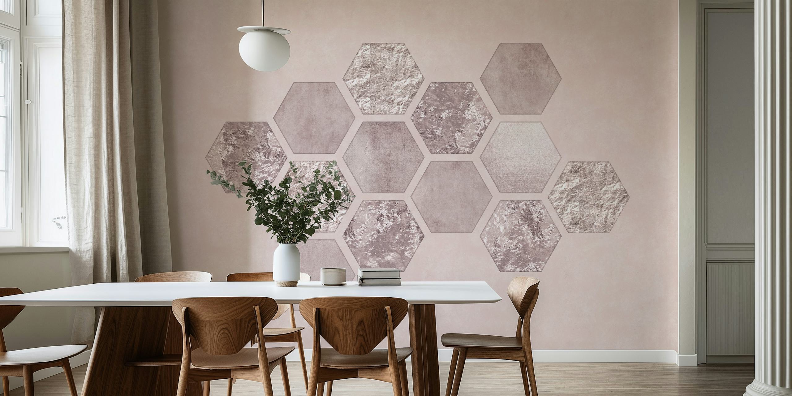 Hexagon Minimalist Geometric tapet i ett rum
