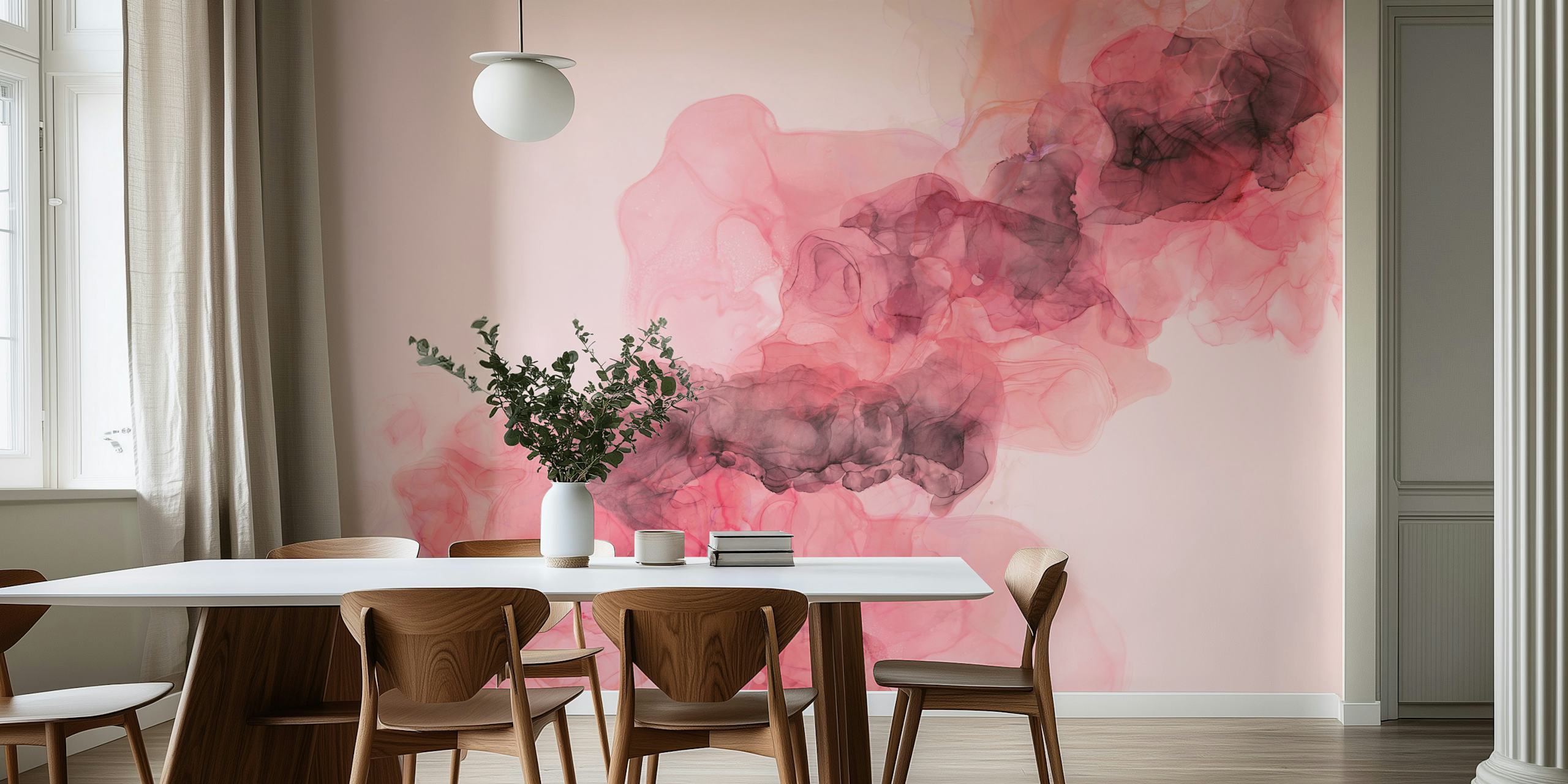 Ink Texture Soft Pastel Pink tapet i ett rum