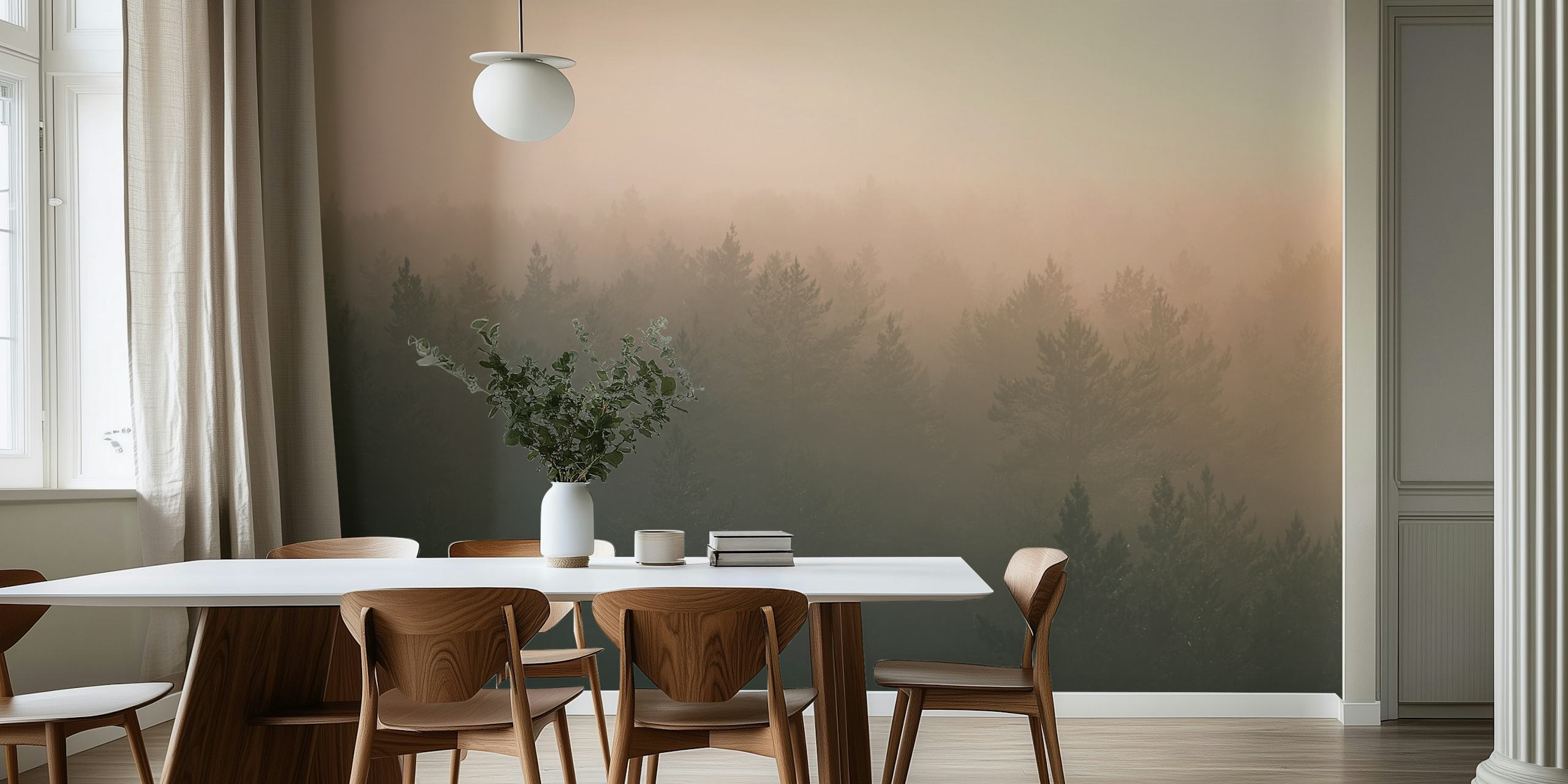 Tapeta Majestic forest sunrise u sobi