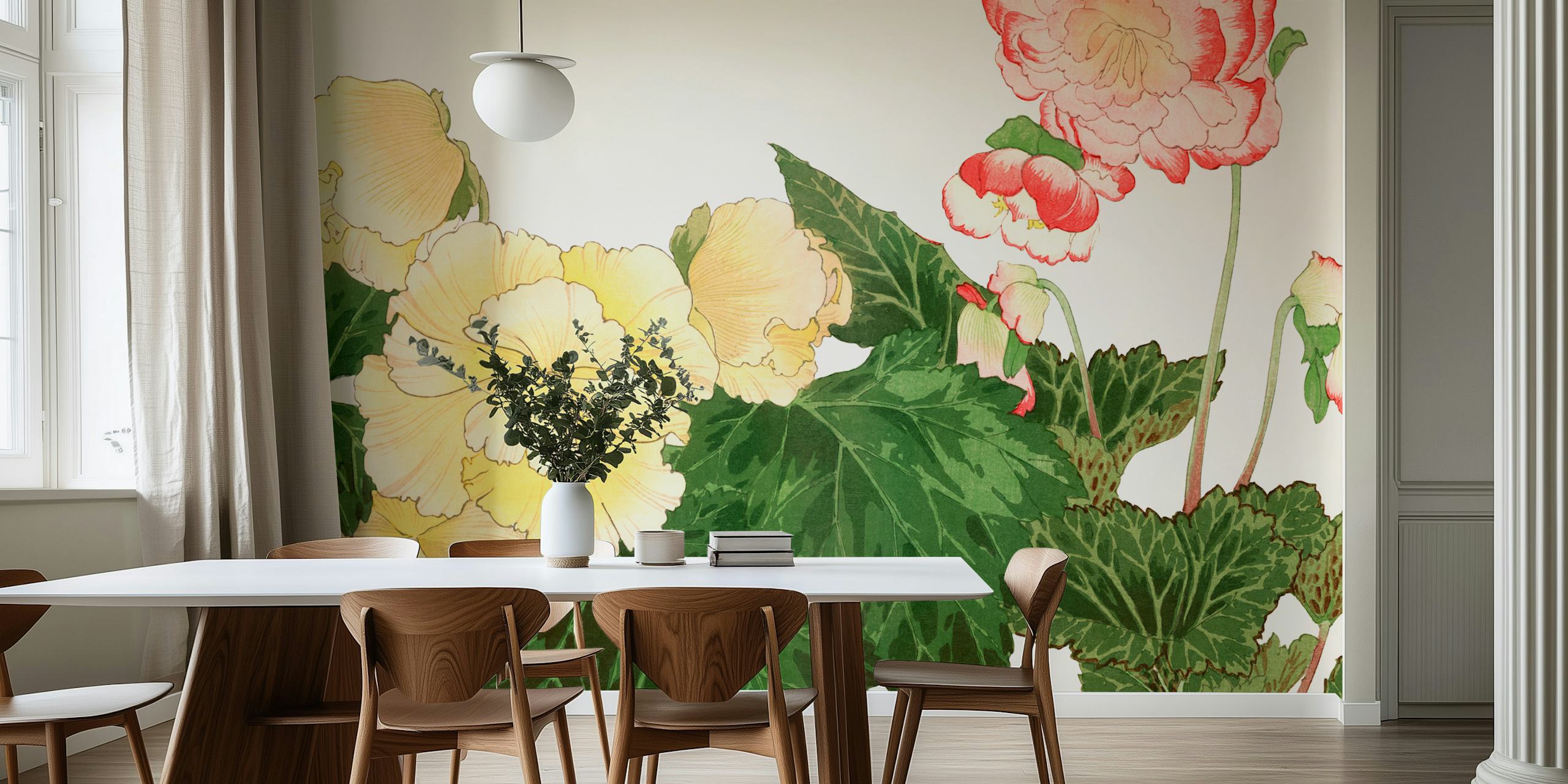 Japan Begonia Floral wallpaper in a room