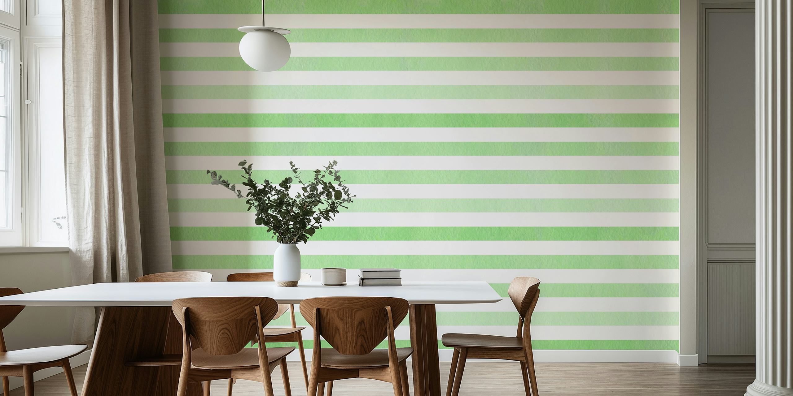 Mint Green Striped Tapetti Huoneessa