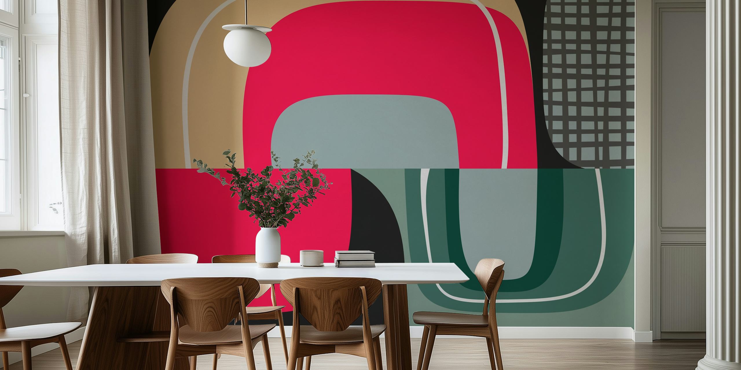 Ταπετσαρία Rounded Pieces 2 σε ρυθμίσεις δωματίου