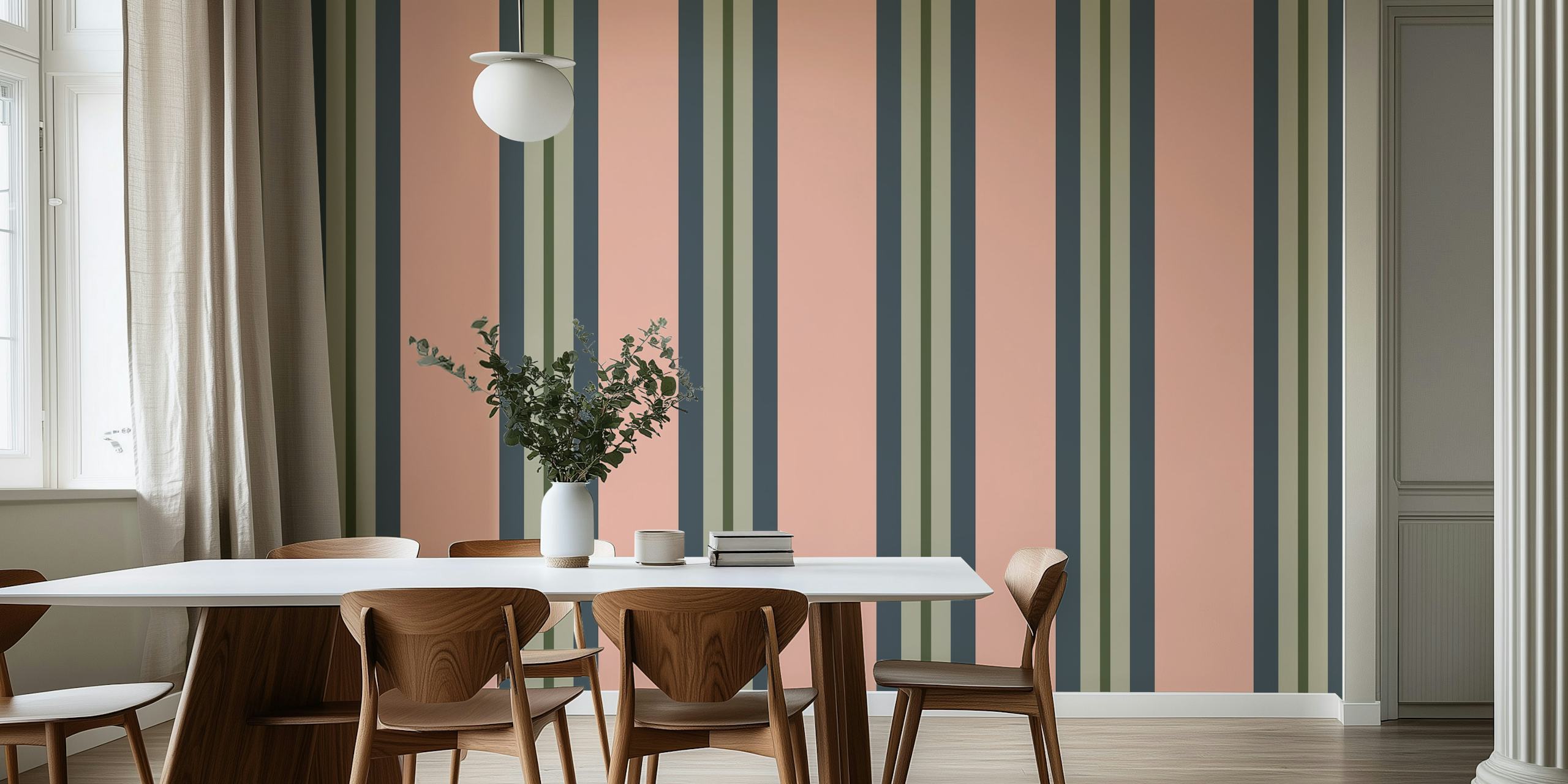 Fototapeta Classic Stripes 3 se střídajícími se odstíny broskvové a zelené