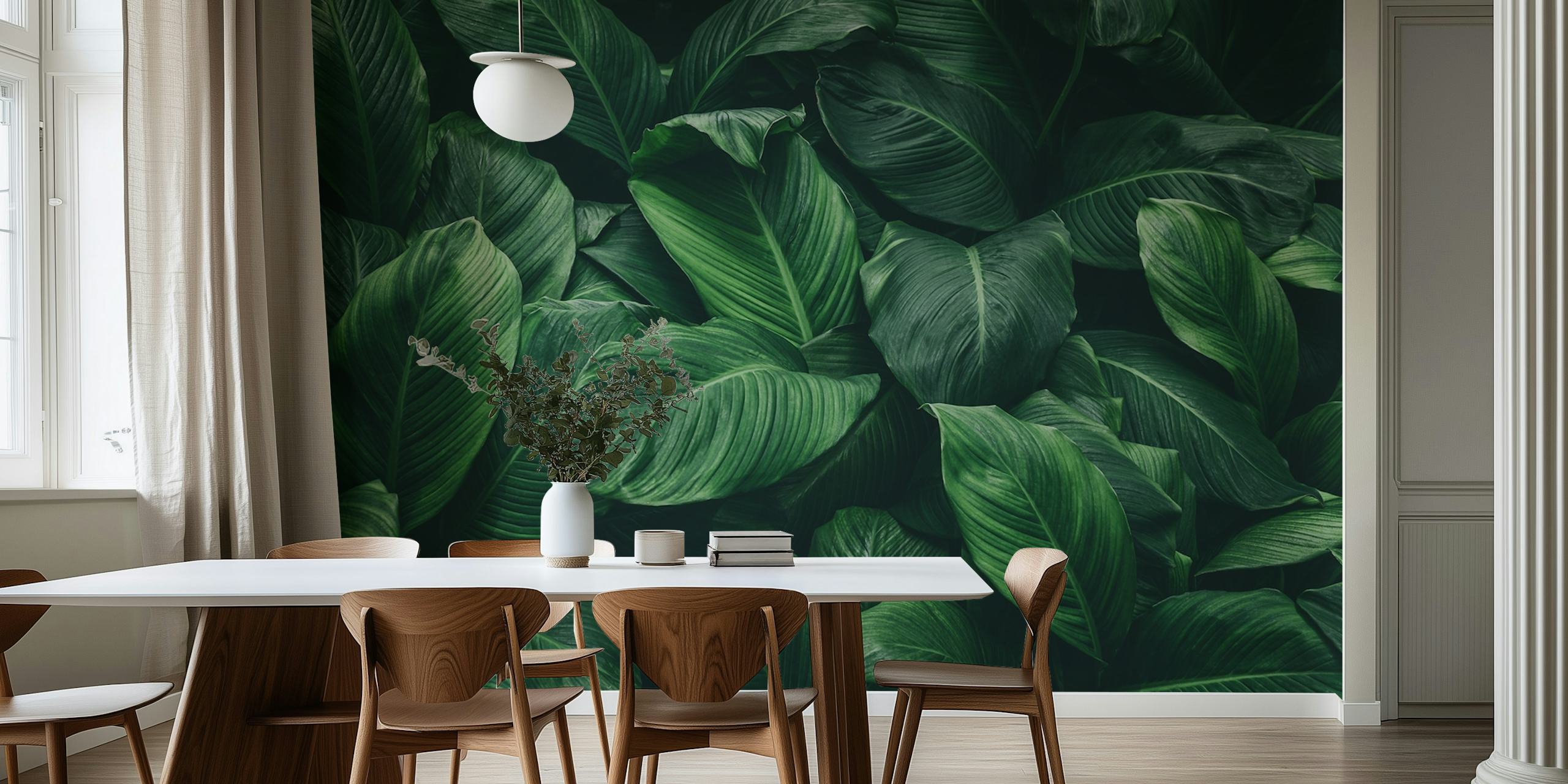 Green leaves wallpaper design