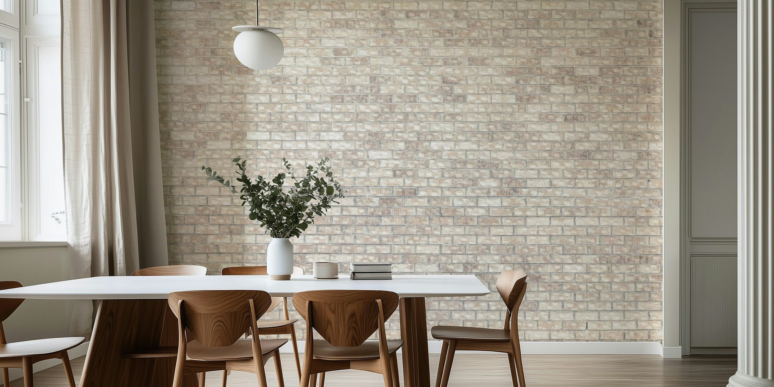 Papel de parede Bright Bricks em um quarto