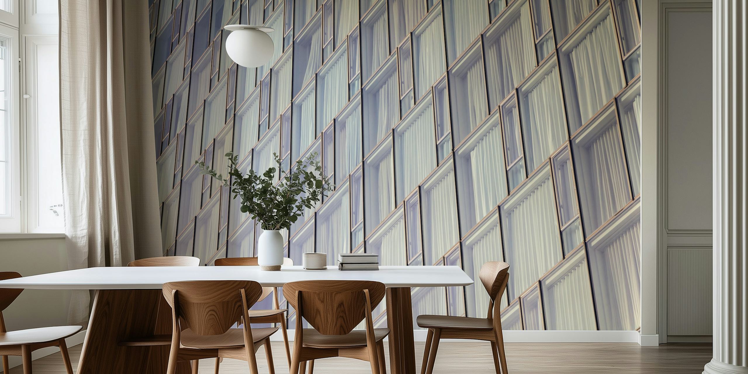 Geometric glass panel design in muted colors wallpaper